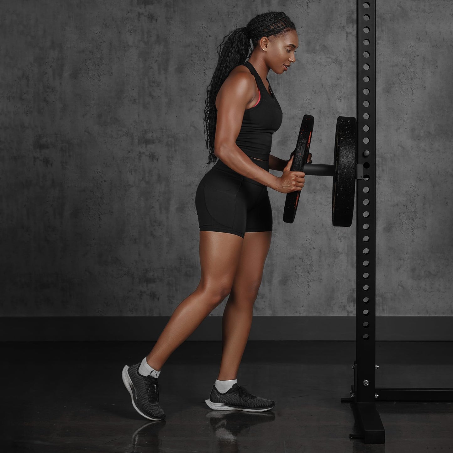 AmStaff Fitness Olympic Weight Plate Holder for Power & Squat Racks – Fits 2x2, 2.33x2.33, 3x3 Inch Tubes, 1" Hole – Storage Horns for Weight Plates on Power Rack – Pair (3"" x 3"")"