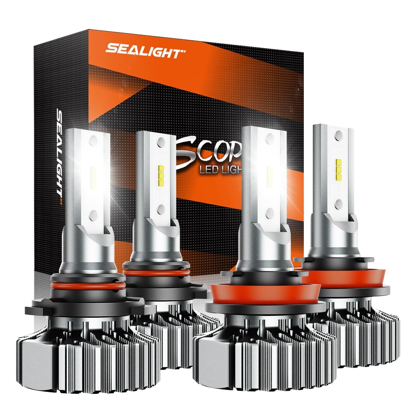 SEALIGHT 9005 H11/H8 Fog Lamps 58,000LM for ATVs & Powersports, 2025 Version, 8×Brighteness S1 Series Wireless 9005 H11 1:1 Real Size 10 Years Lifespan, IP67 Waterproof Pack of 2