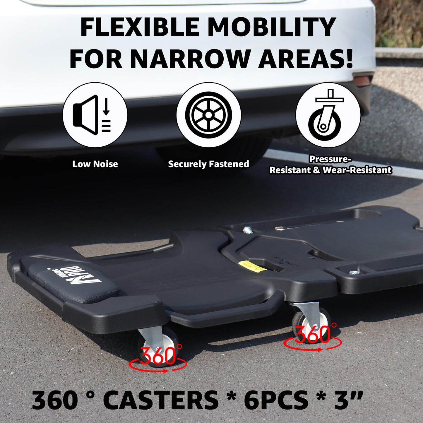 41" Foldable Mechanic Creeper with 6 Swivel Wheels, Low Profile Design with Padded Headrest & Tool Trays, 330 lbs Capacity, Creepers Automotive for Garage Repair