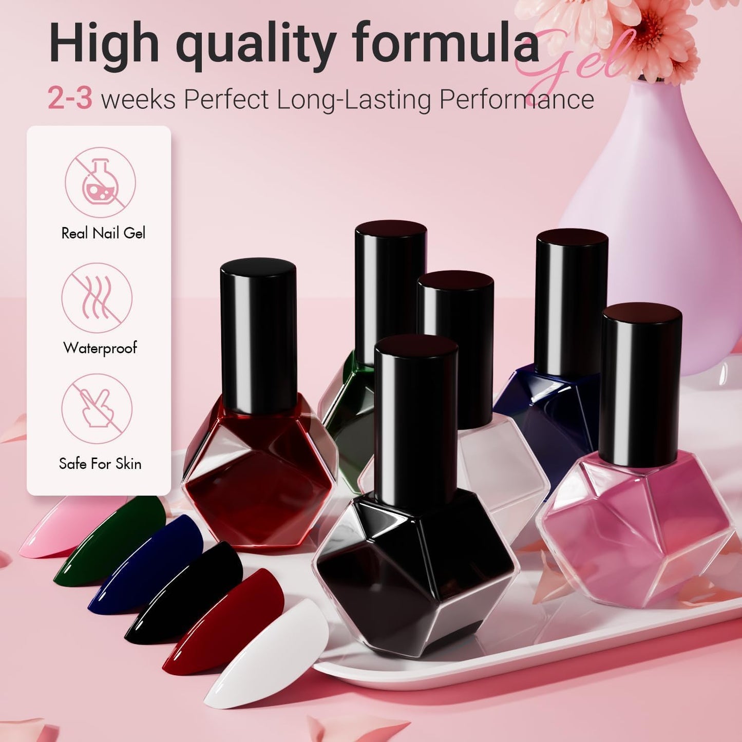 KQueenest Upgrade Hot Pink Press on Nails Short Oval, Thick Fake Nails Press on Short Round, Fushia Acrylic Nails for Women Mani, Natural Fit Glue on Nails with UV Cover in 24 Pcs