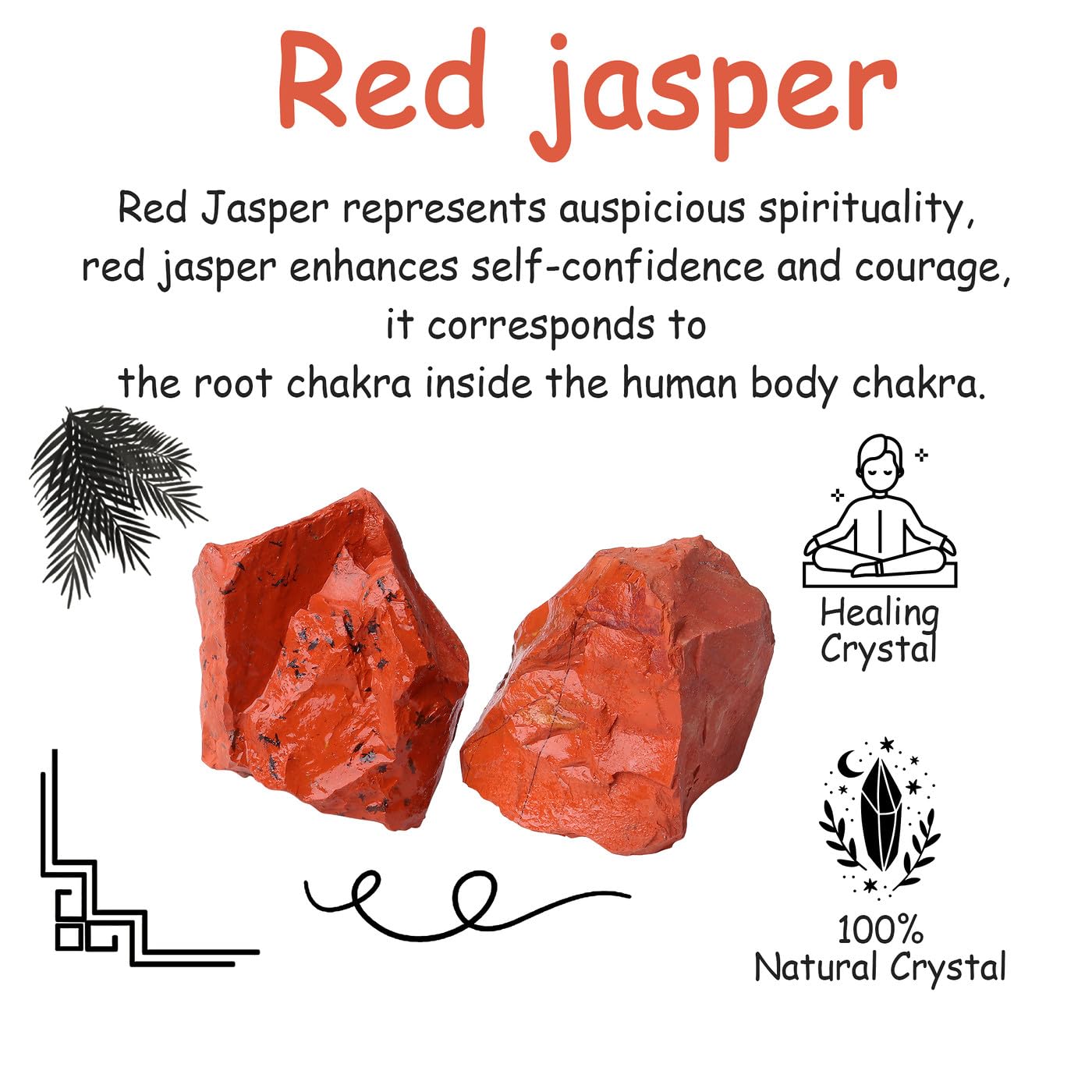 NUKAYAI 2Pcs Red Jasper 1.8-2.2" Large Healing Crystals Stones Natural Raw Rock Rough Crystals Rocks Red Jasper Stone for Wrapping Decoration Cabbing Wicca Reiki Wire DIY Polishing Gifts