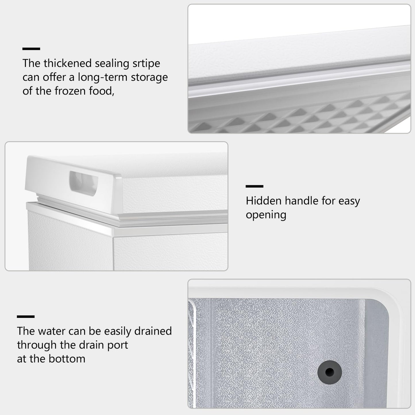R.W.FLAME Chest Freezer 1.8 Cubic Feet, Small Mini Deep Freezer, Adjustable Temperature, Energy Saving, Top Open Door Deep Freezer, White
