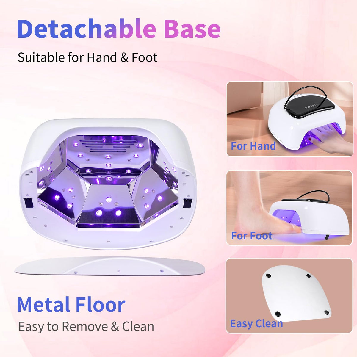 Kikugu Professional Rechargeable UV LED Nail Lamp,96W Cordless UV Light for Gel Nails with Metallic Reflector & Metal Base, Fast Curing Lamp Manicure,Pedicure,Ideal for Nail Salon and Home(White)
