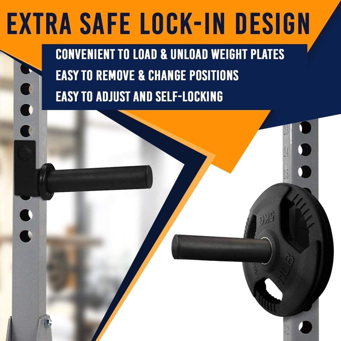 Yes4All Olympic Weight Plate Holder Power Rack Attachment for 3x2 Inch Power Rack with 0.6” hole - (Compatible Only with 2” Olympic Weight Plates)