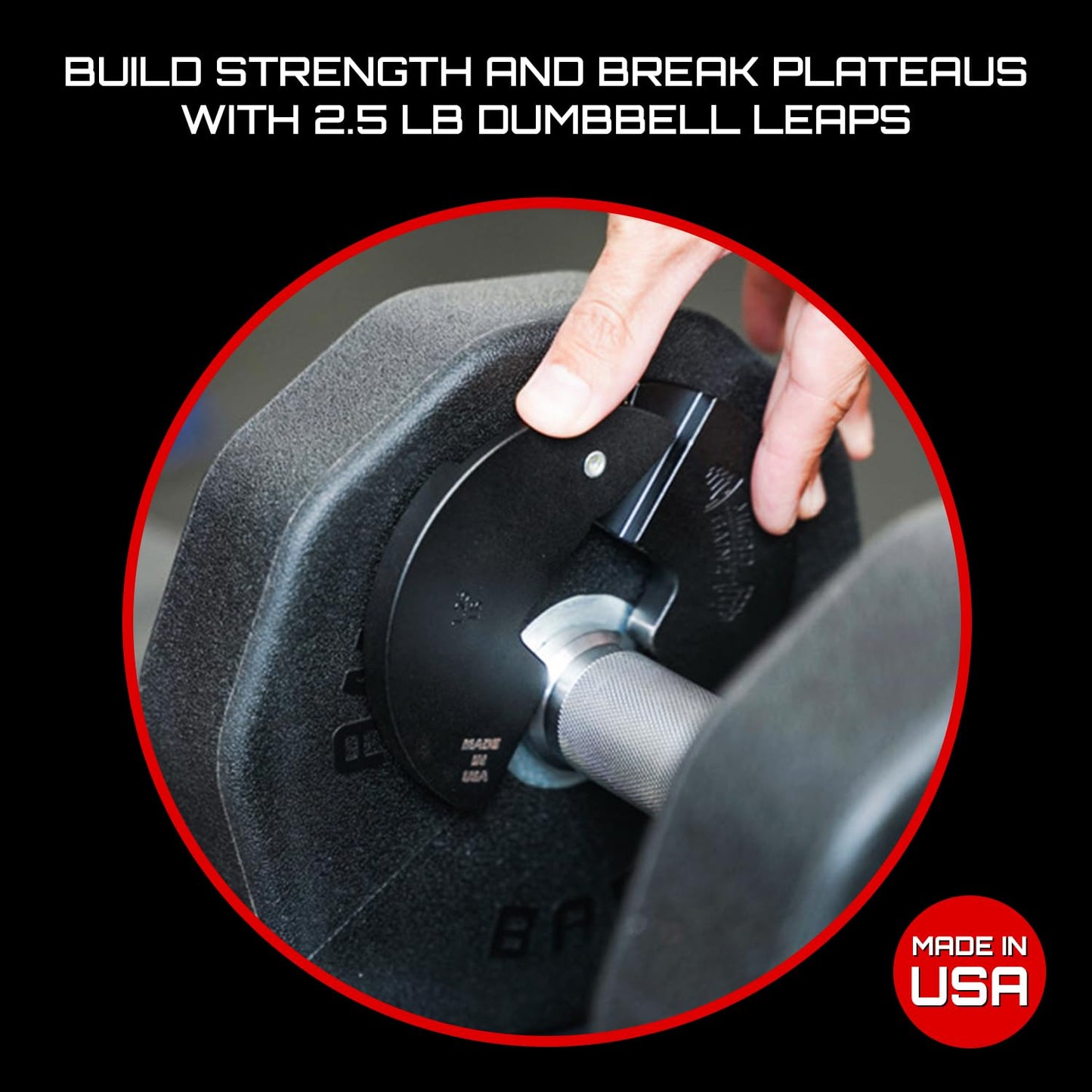 Micro Gainz Dumbbell Fractional 1.25lb Weight Plate, Ideal for Micro Loading, (Choose Color) 2 Piece Fractional Weight Plates, Designed for Dumbbell Training, Made In USA (Black)