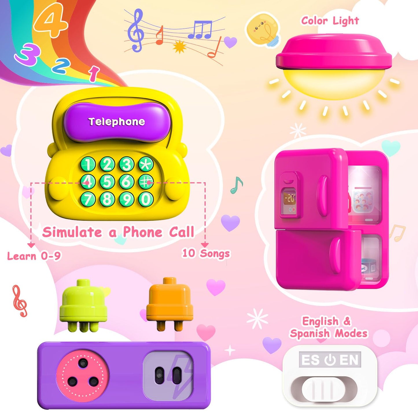 VOILBTOY Busy Board for 1-2 Year Old Girl Gift,Musical Toys for Toddlers 1-3 Year,Educational Fine Motor Baby Toys for 12 18 Months,Perfect for Preschool or Travel,Birthday Gift for 1+Year Old Girl