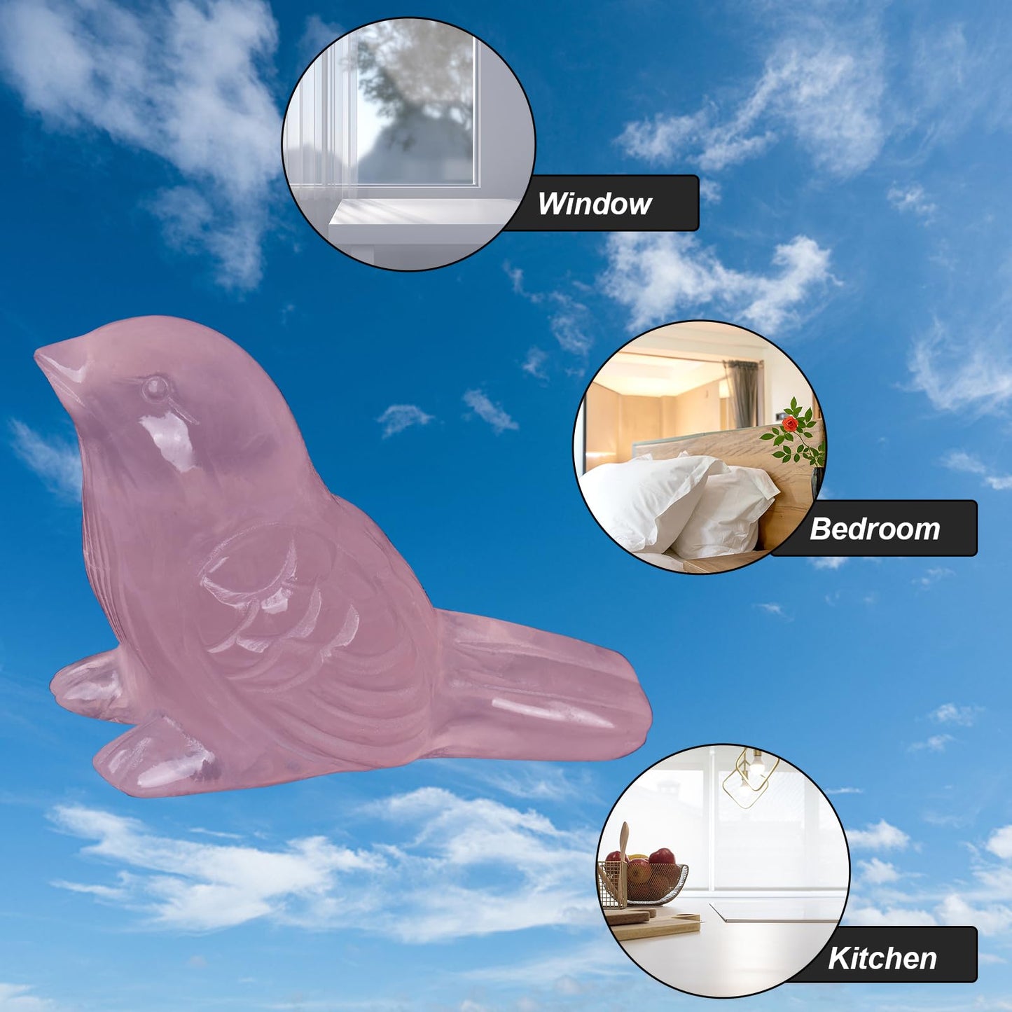 Ytbeoxk Rose Quartz Crystal Bird Carving Hand Carved Gemstone Bird Figurine 2.4 Inch Polished Animal Sculpture Healing Stone Home Office Desk Decoration Gift Collection