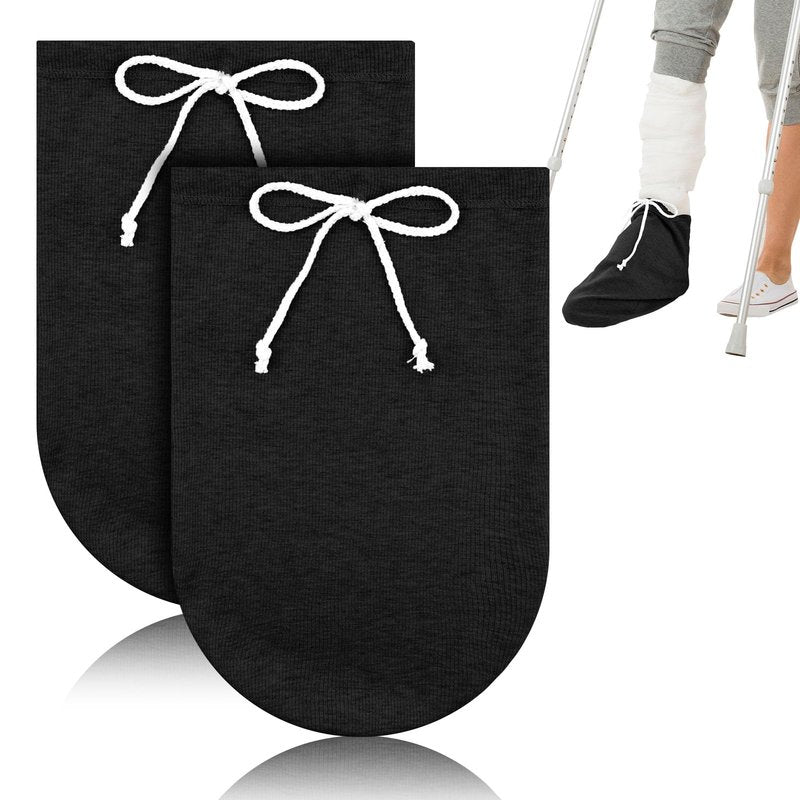 OXDFK 2 PCS Cast Sock Cover for Foot, Cast Cover for Foot, Leg Cast Cover, Adjustable Drawstring Foots Casts Cover for Men and Women (Black)