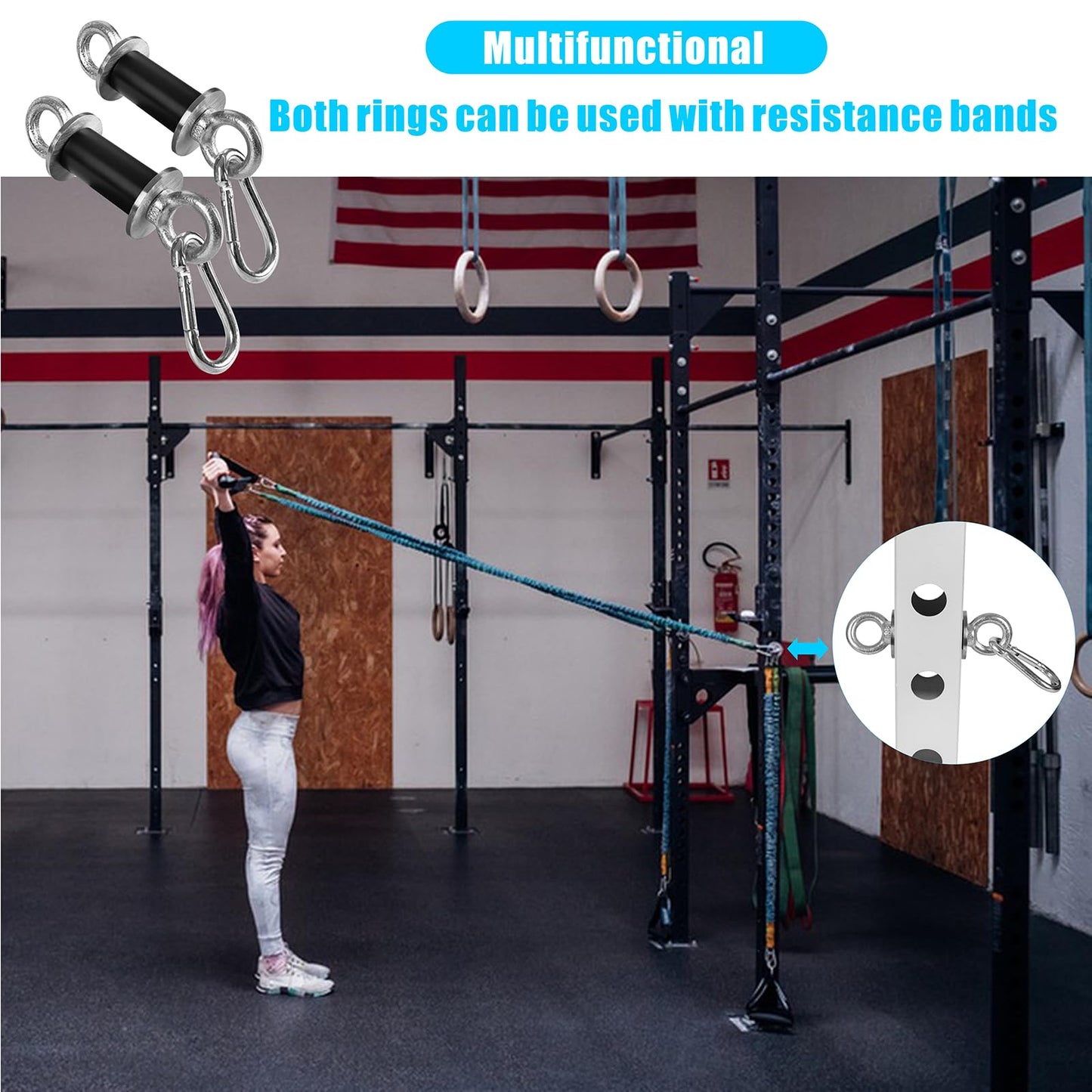 YZZHAJ Power Rack Attachments with Quick Connect Buckles, O-Ring Attachment for Squat Rack, Band Pegs Resistance Band Hooks Fits 2" x 2"" Power Rack with 1"" Hole"