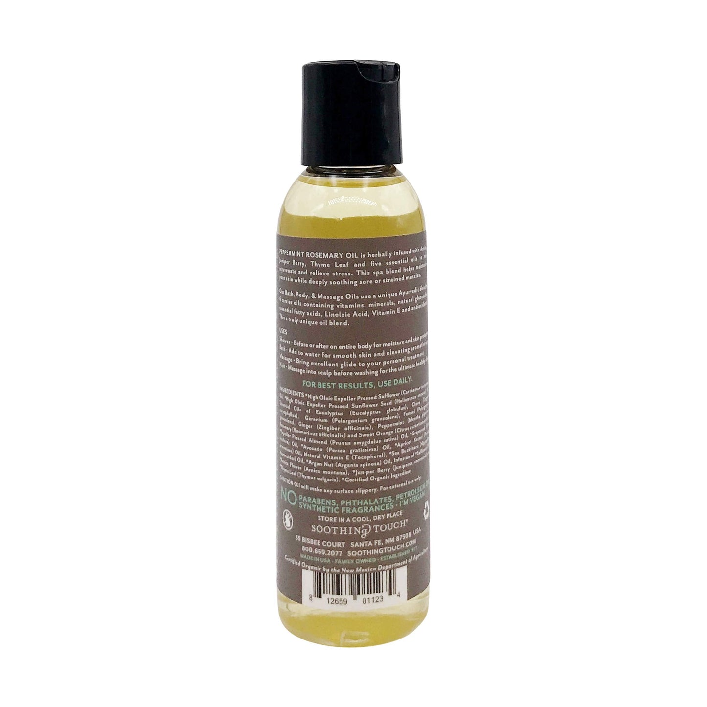 Soothing Touch Peppermint Rosemary Organic Bath, Body & Massage Oil, 4 Fl Oz (Pack of 3)