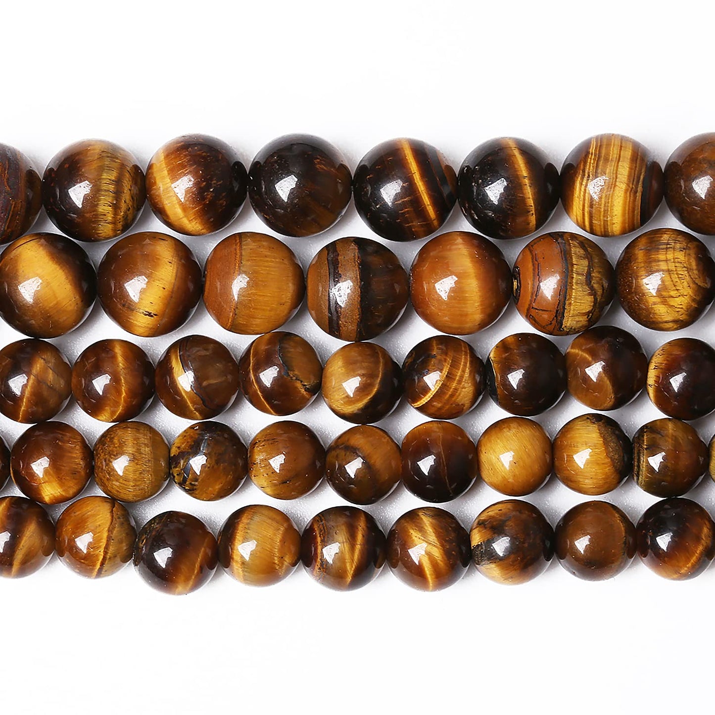 90PCS 8mm Natural Yellow Tiger Eye Stone Beads Semi Gemstone Round Loose Beads for Jewelry Making 32" 2 Strand DIY Bracelet Necklace Earrings