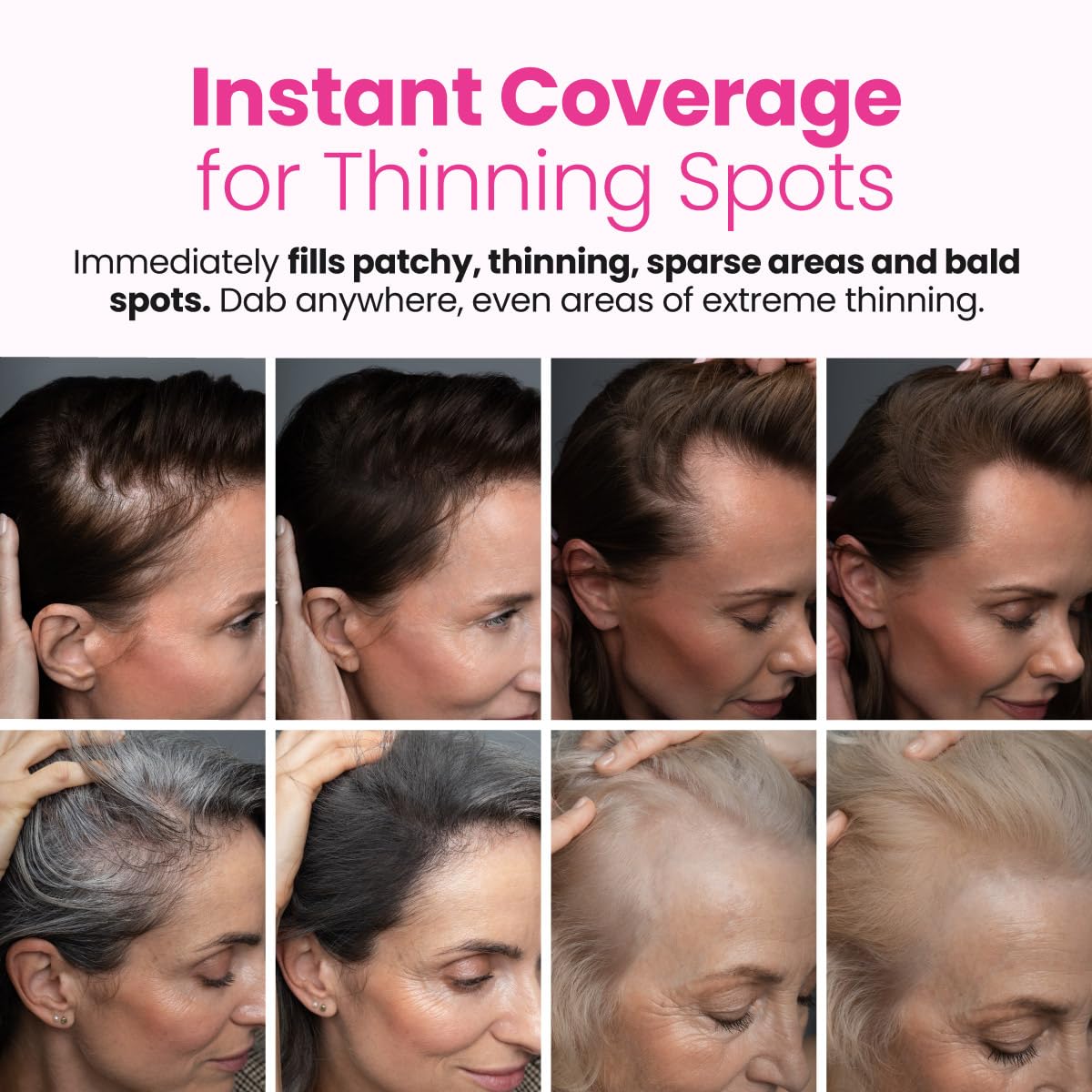 Prime Prometics Instant Coverage Hairline Powder for Mature Women – Covers Grays, Roots & Thinning Areas – Water & Sweat-Resistant – Natural, Fuller-Looking Hairline (White)