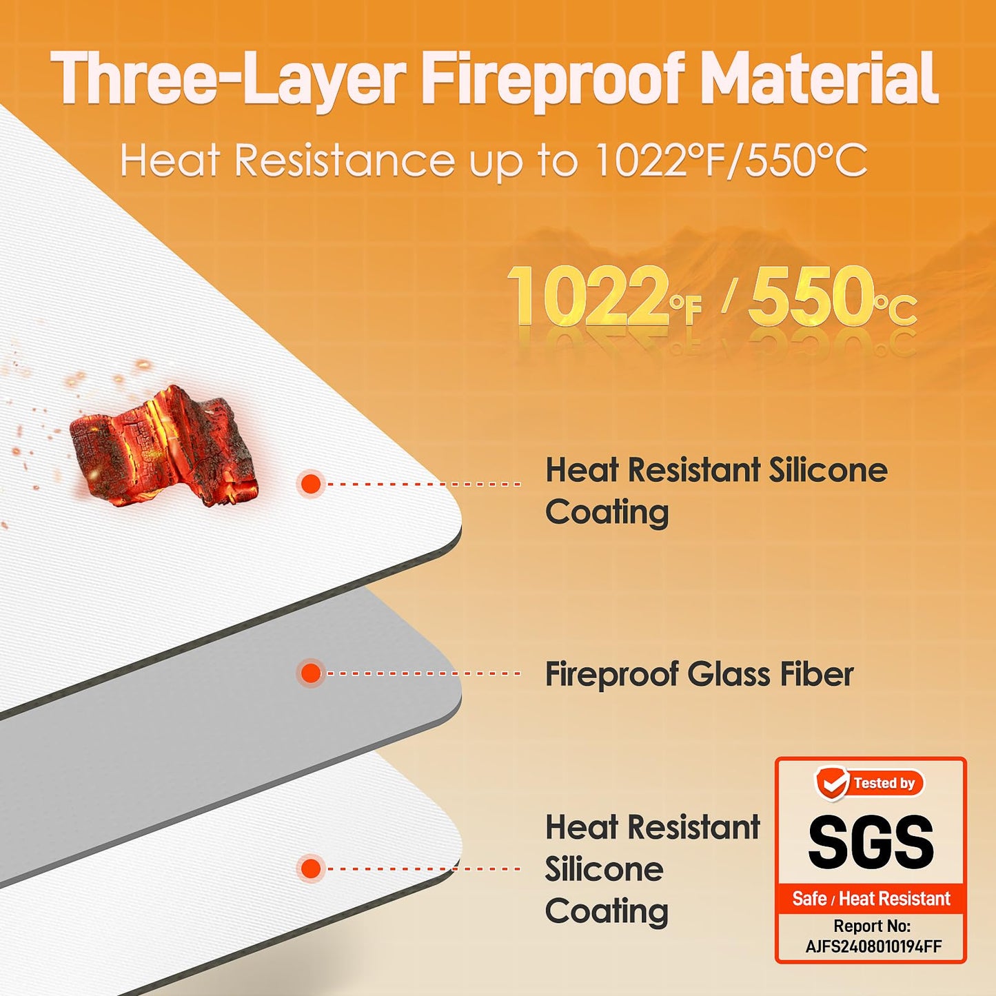 Amerbro Heat Resistant Mats for Countertop - Fireproof 15x18 in Heat Resistant Mats for Air Fryer - Kitchen Countertop Protector Hot Pad for Air Fryer, Coffee Maker, Stand Mixer, Oven 2PCS - White
