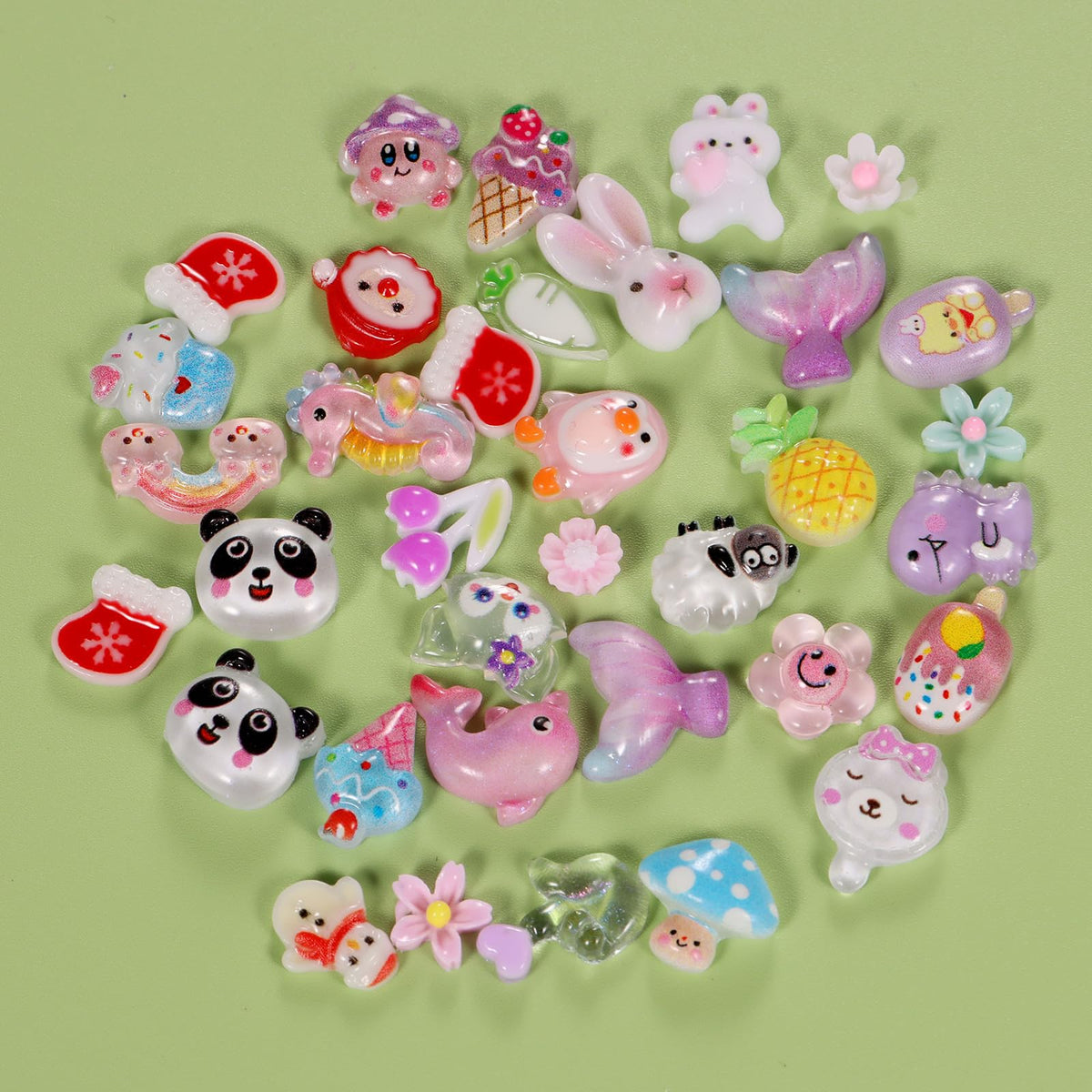 TAMHOO Pack of 250pcs Cute & Sweet 3D Nail Charms for Acrylic Nails, Perfect for Nail Art Decorations & DIY Accessories(Style F)