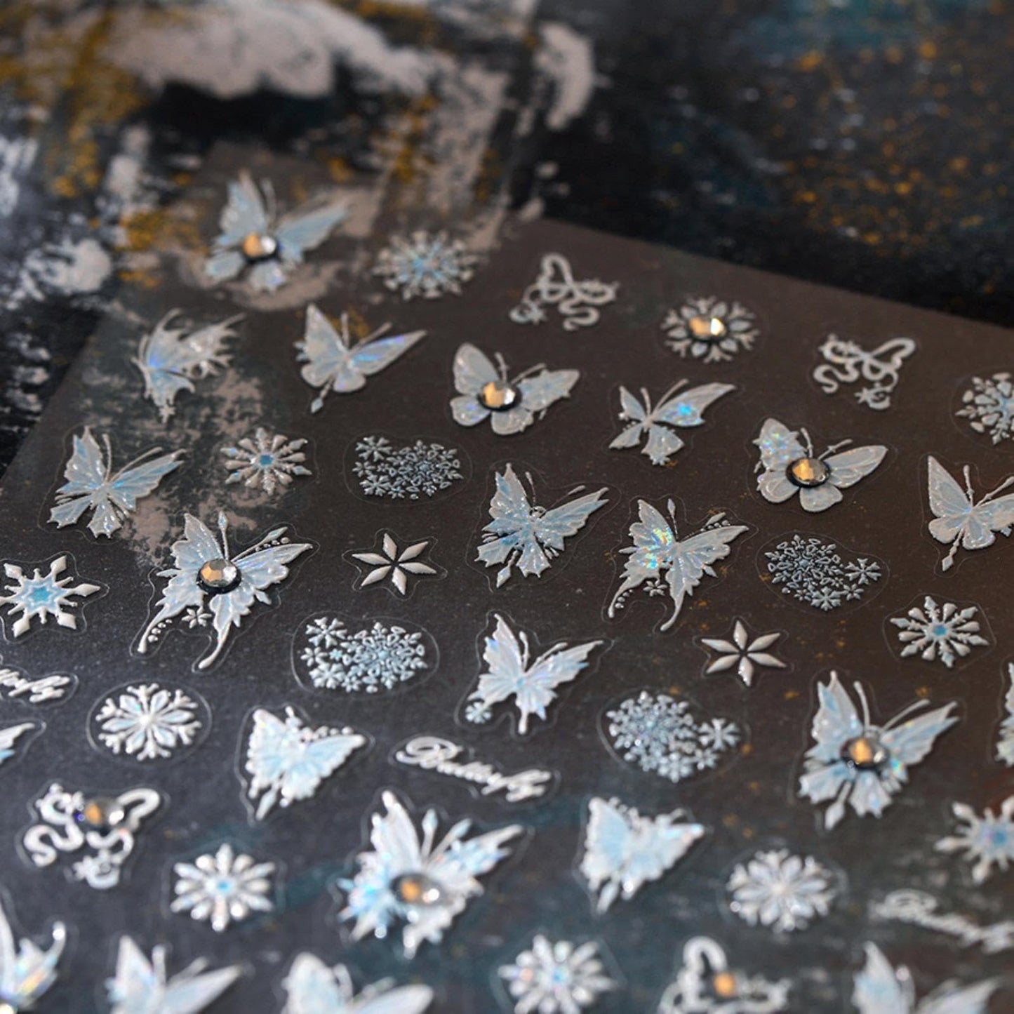 5D Embossed Butterfly Nail Stickers Laser Butterflies Nail Art Stickers Rhinestone Nail Decals Self-Adhesive Spring Sticker Summer Nails Supplies for Women Girls DIY Manicure