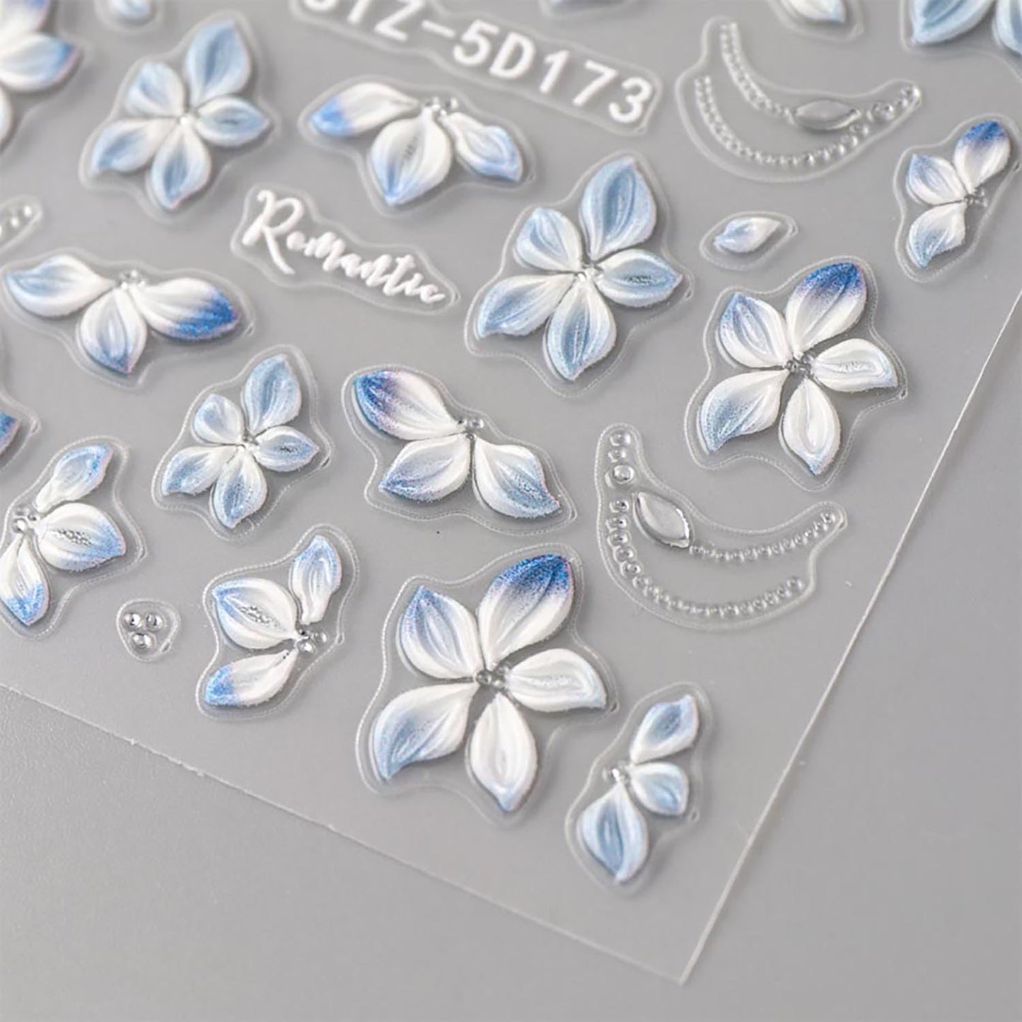 3Sheet 5D Embossed Nail Stickers Spring Nail Art Stickers Decals with Flower Pearl Gold Design Nail Stickers for Nail Art Summer Blue White Pink Flower Self-Adhesive for Women Nail Supplies