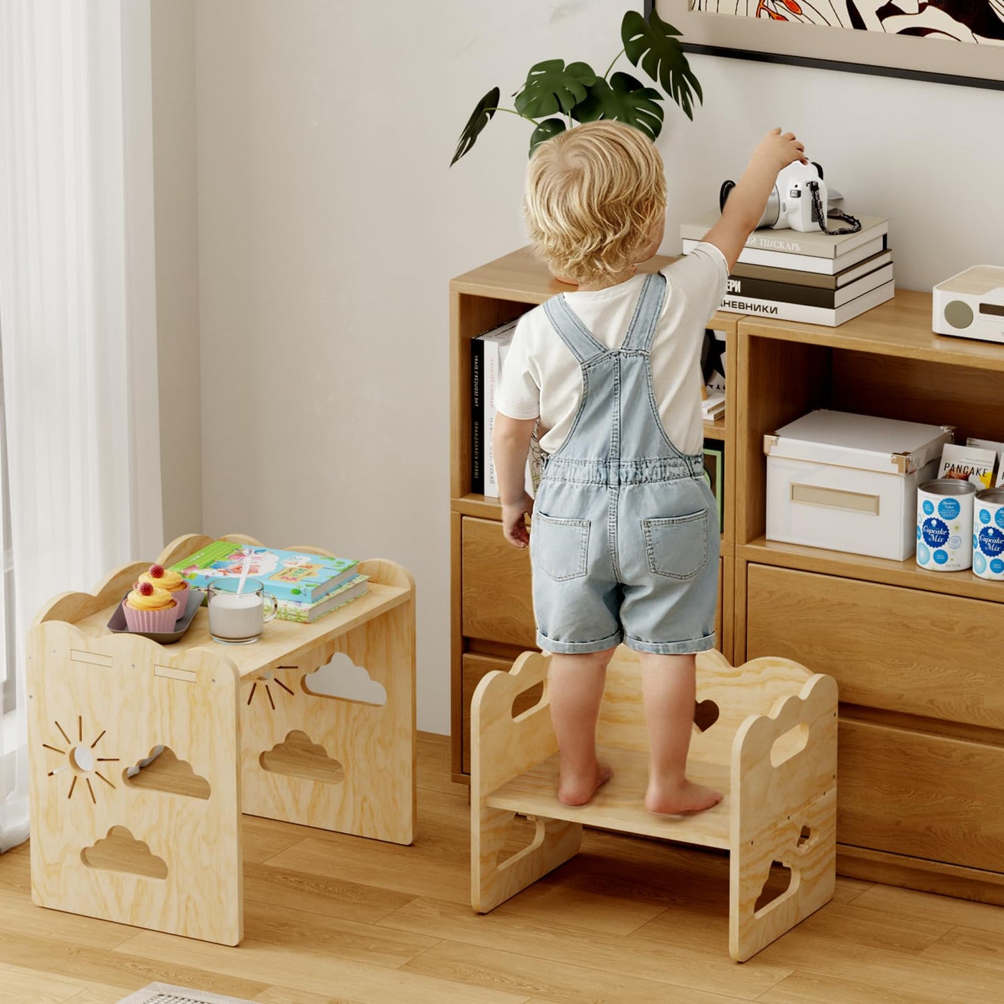 BPMFDTNL Montessori Table and Chair Set -Toddler Table and Chair Set,Wood Toddler Table and Chairs, Weaning Baby Tables Chair Set,1-3 Year Old Kids Ldeal for Mealtime, Learning, and Play