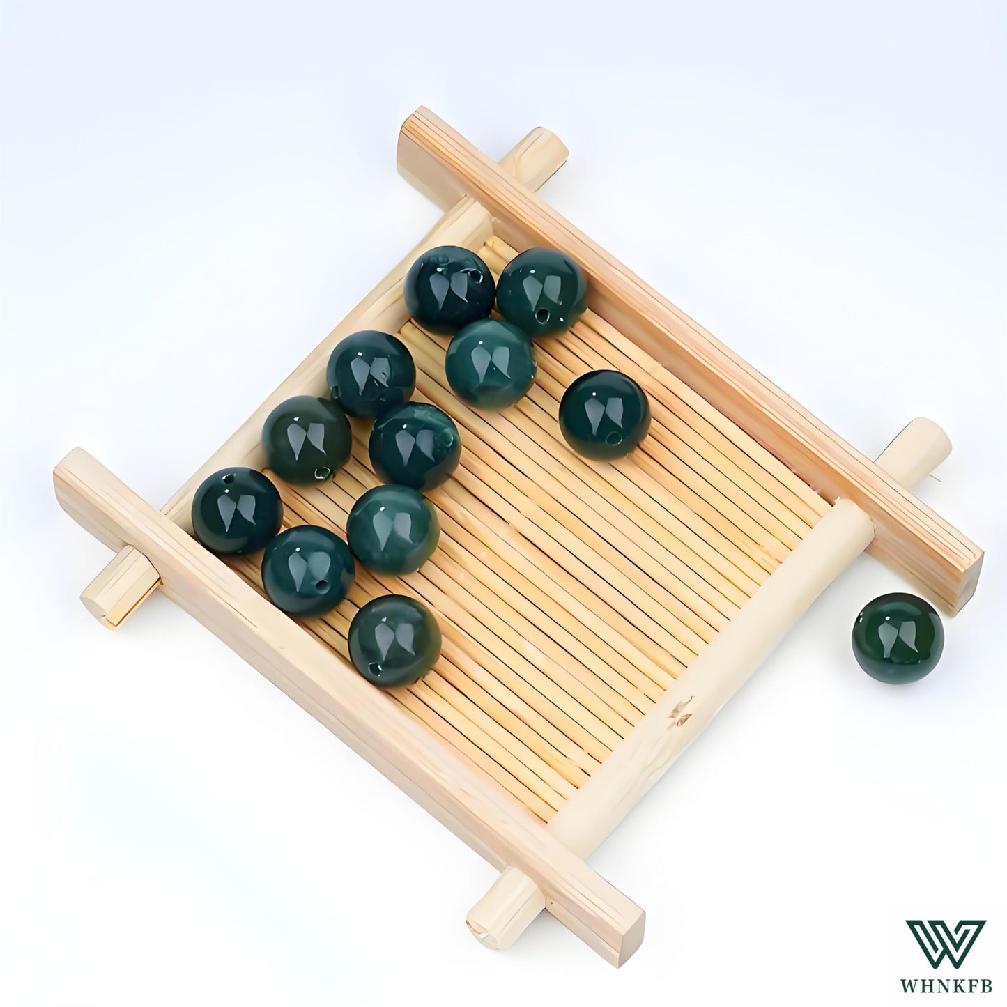 WHNKFB 6mm 100PCS Natural Moss Agate Round Beads, Dendritic Green Loose Stone Beads for Jewelry Making Craft - 4mm 6mm 8mm 10mm Options with Free Elastic Cord