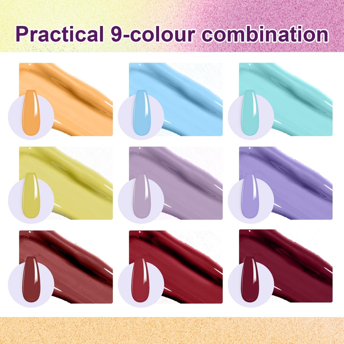 U-Shinein Gradient Painting Gel, 9 Colors Ombre Gel Nail Polish with Summer Blue Sponging for Pigment Pat Kit Aura Nails, French Manicure Soak of UV DIY Nail Art Beachside Candy