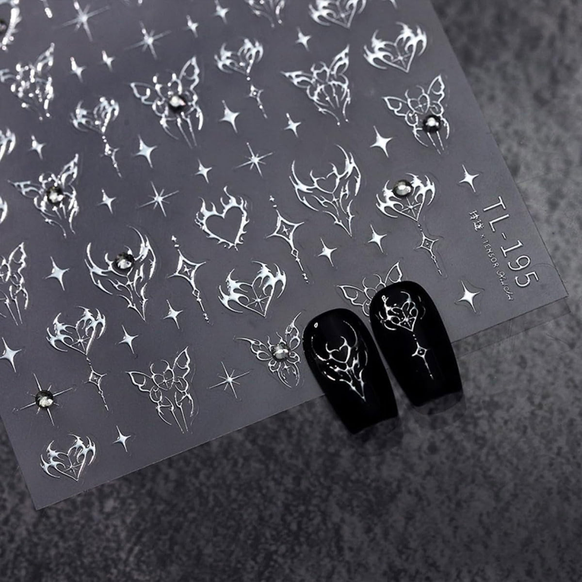 Star Nail Art Stickers Decals, Silvery Star Nail Stickers for Nail Art, 5D Embossed Nail Decals Silvery Manicure Supply for Women Nails Decoration