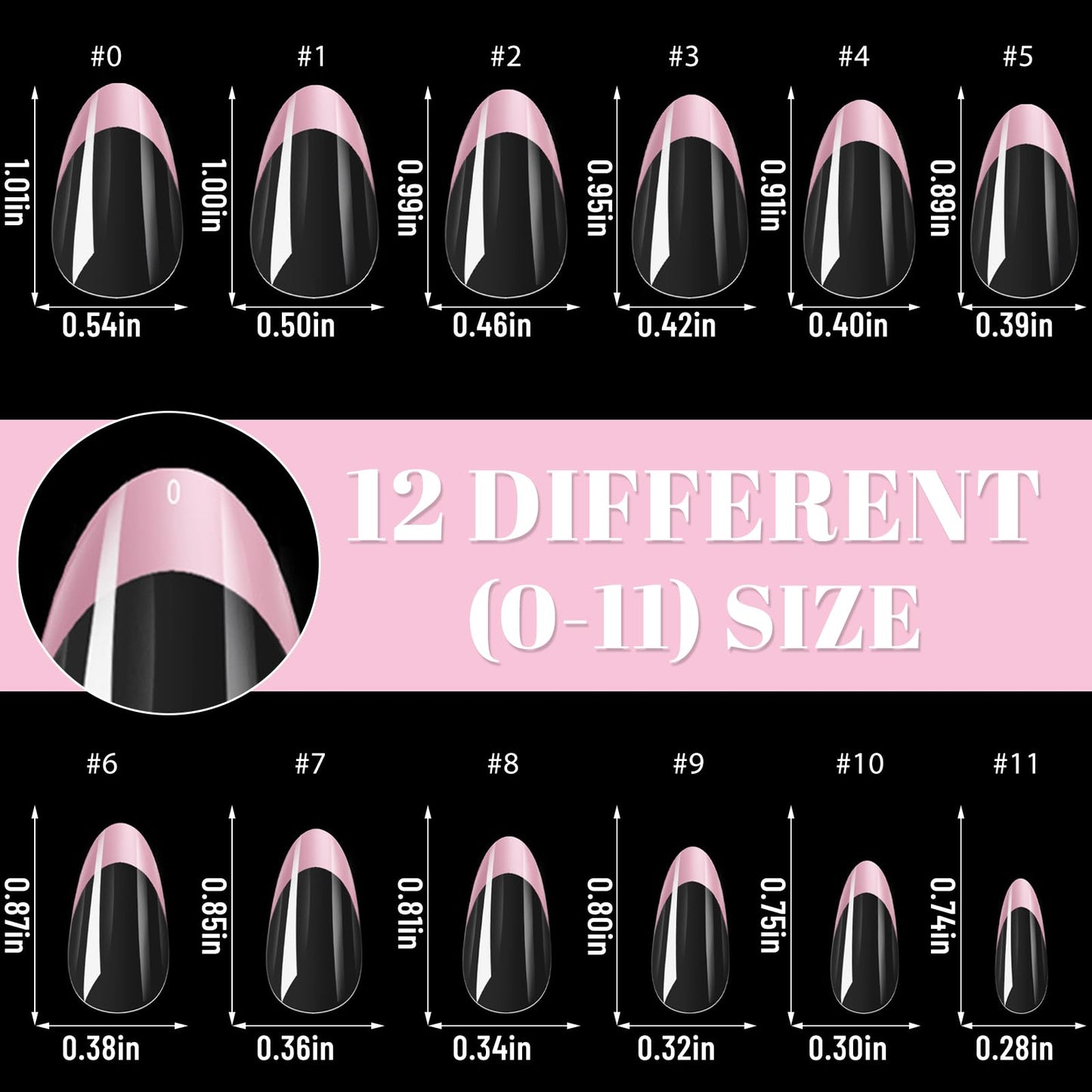 Bellelfin Pink French Tip Press on nails Short Almond Fake Nails, 120PCS Almond Nail Tips Short French Tip Nails, Clear Acrylic Press on Nail Full Cover False Nail