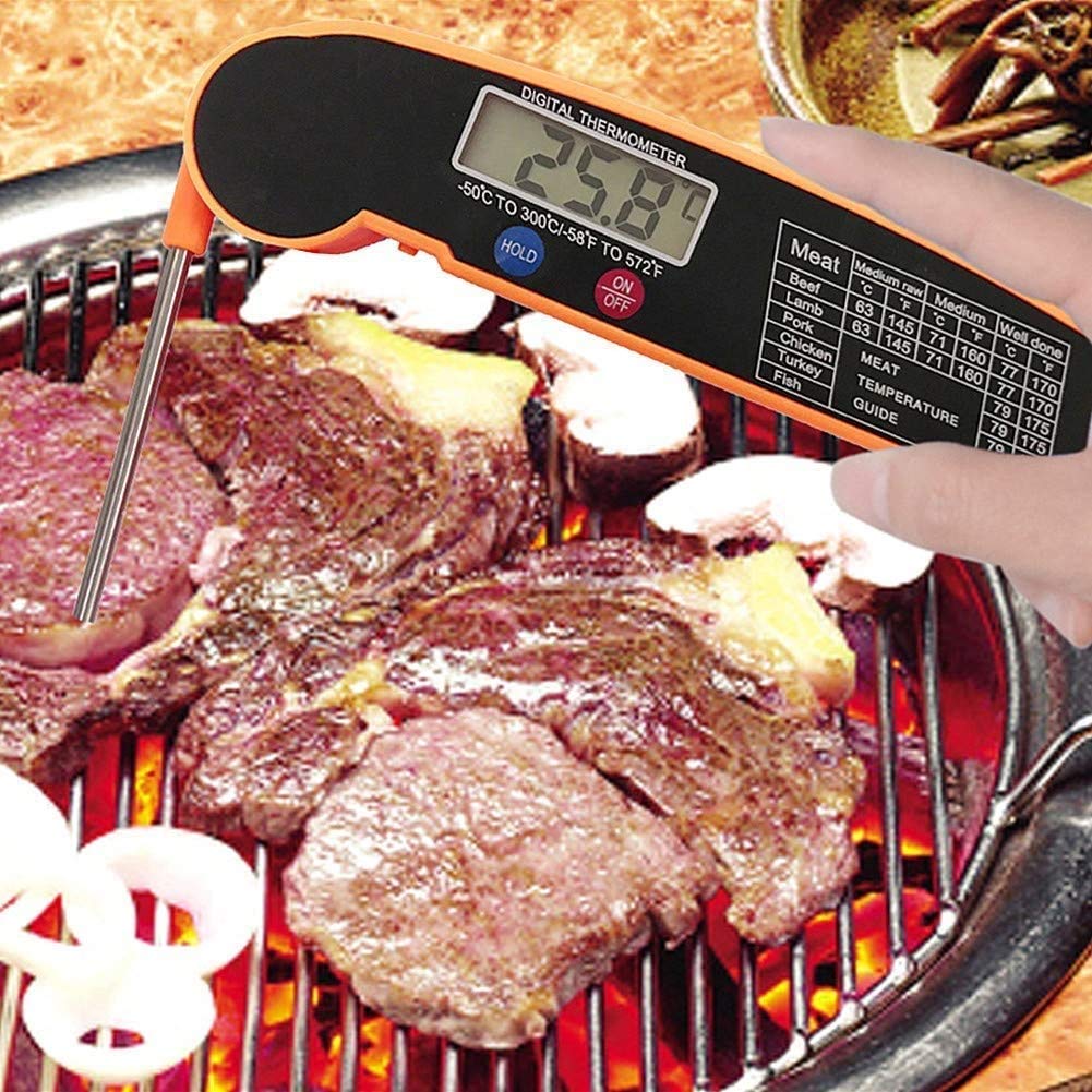 Meat Food Thermometer for Grill and Cooking-Ultra Fast Instant Read Waterproof Digital Kitchen Thermometer Probe for Grilling, BBQ, Baking, Candy, Liquids, Oil (Color : Yellow), QIYUDS11 (Yellow )