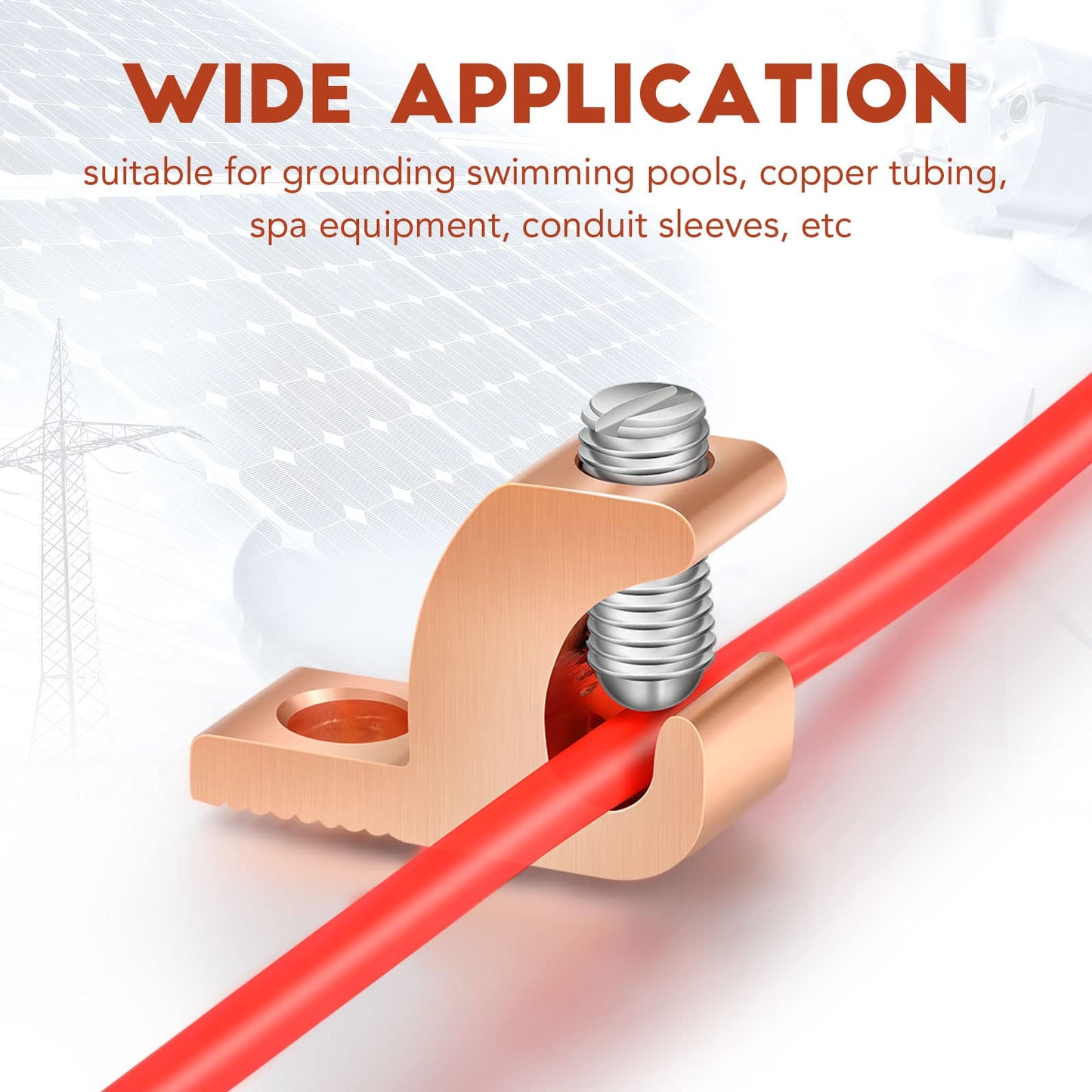 Landhoow 10 Pack Lay in Connector Pool Bonding Lug Copper Conductor Lay in Connector Copper Lay in Lugs AWG for Grounding Swimming Pool and Conduits, 4-14 Wire Range