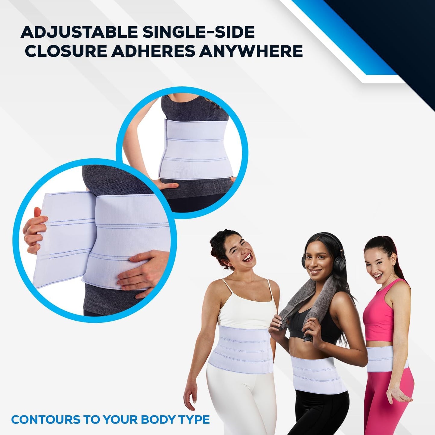NYOrtho Abdominal Binder for Women - Soft Belly Wrap for Post-Surgery Recovery, Swelling, Hernia & Core Support - Plush, Adjustable, Latex-Free Compression Belt - 3 Panel 9" High - Small 30""-45"""