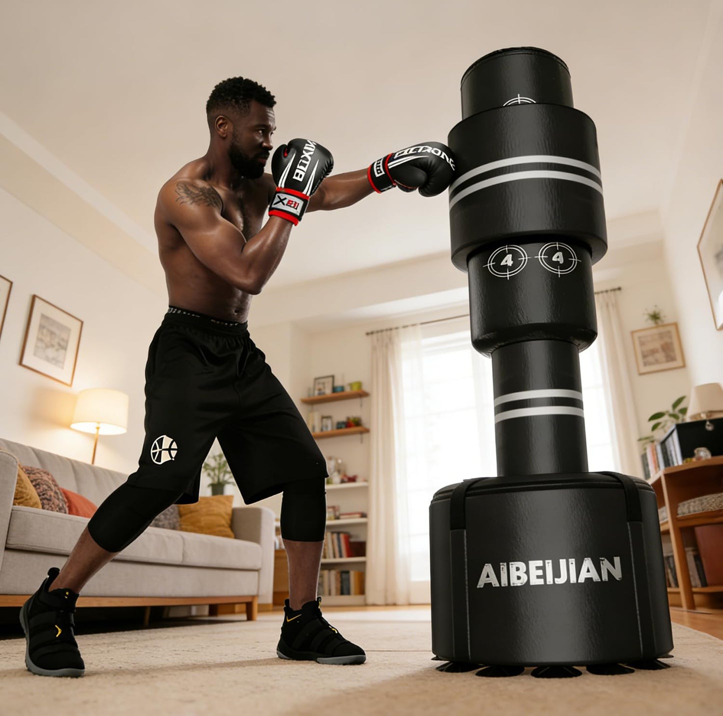 Freestanding Adjustable Punching Bag for Adults - 69" | Black Free Standing Training Heavy Bag with Suction Cup Base | Ideal for Martial Arts, Boxing, Kickboxing and Cardio Workouts