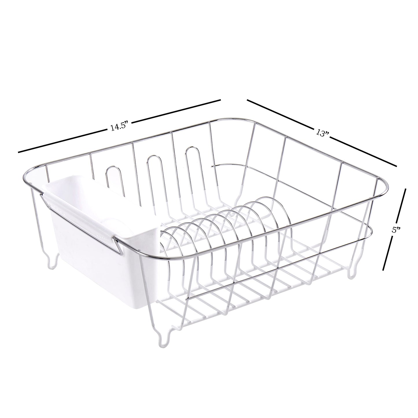 Sweet Home Collection 2 Piece Dish Drying Rack Set Drainer with Utensil Holder Simple Easy to Use Fits in Most Sinks, 14.5" x 13" x 5.25", White (Pack of 12)