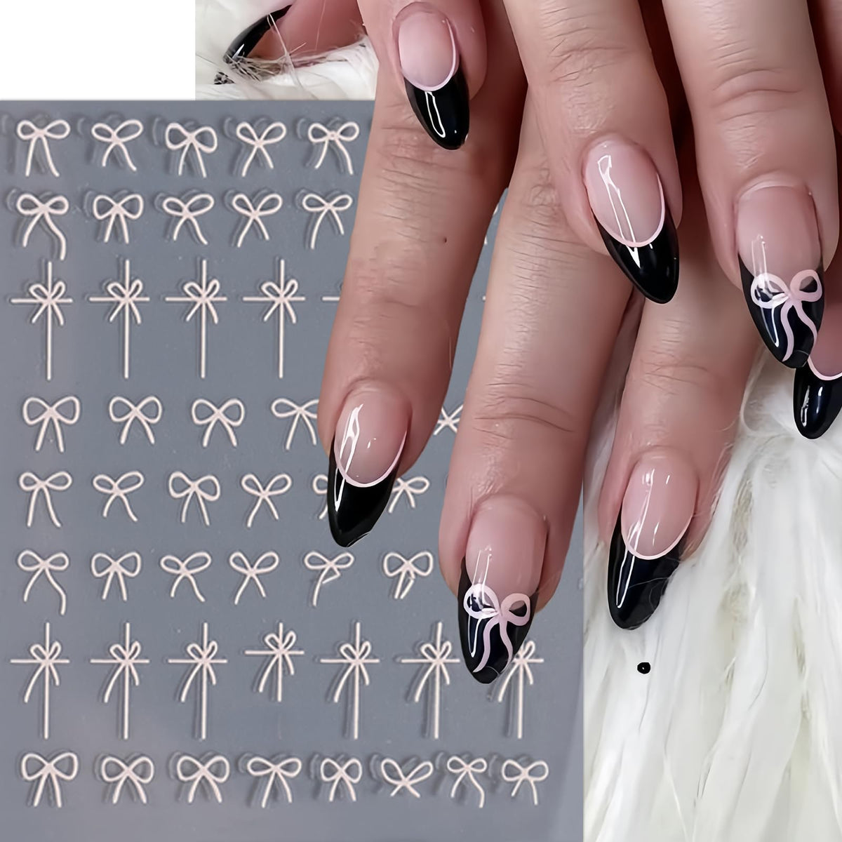 8 Sheets Bow Nail Art Stickers 3D Self-Adhesive Cute Nail Decals Glossy Black White Red Gold Aurora Bowknots Nail Designs Bow Stickers Bow Tie Nail Supplies for Women Valentines Day Accessories Decor