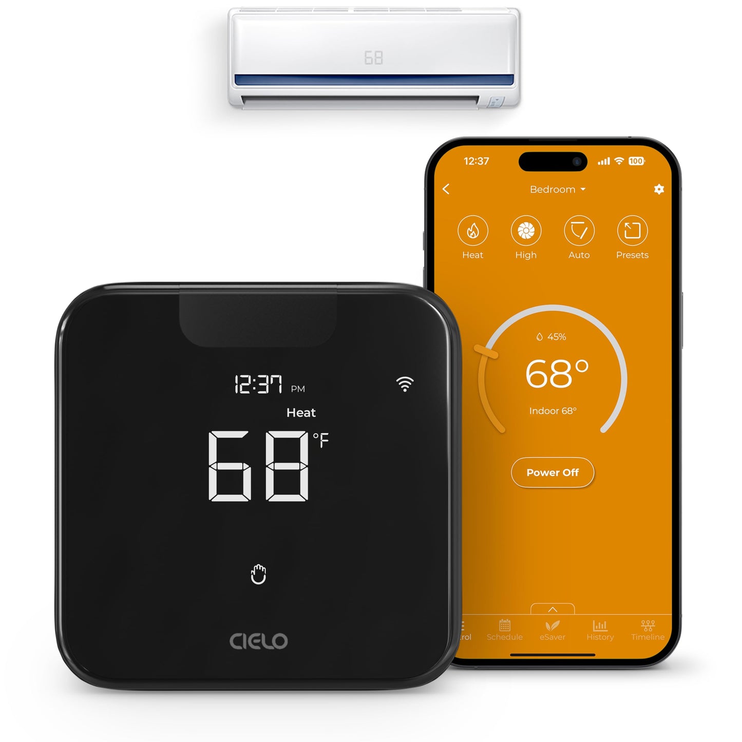 Breez Max | AHR Product of The Year Smart AC Controller | WiFi Thermostat for Mini-Split, Window, Portable AC/Heat Pump | AI-Based Tech | Free App, No Subscription | Alexa, Google, IFTTT etc. (Black)
