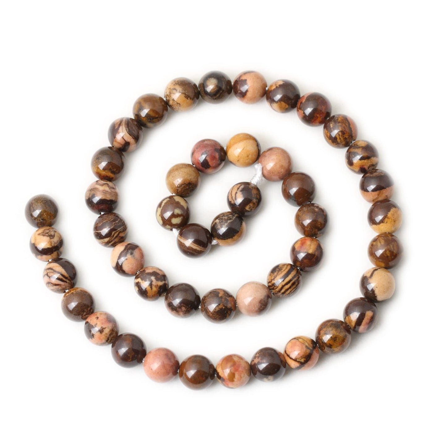 CHEAVIAN 45PCS 8mm Natural Africa Picture Jasper Gemstone Round Loose Beads for DIY Bracelet Necklace Earrings Jewelry Making 1 String 15 Inches