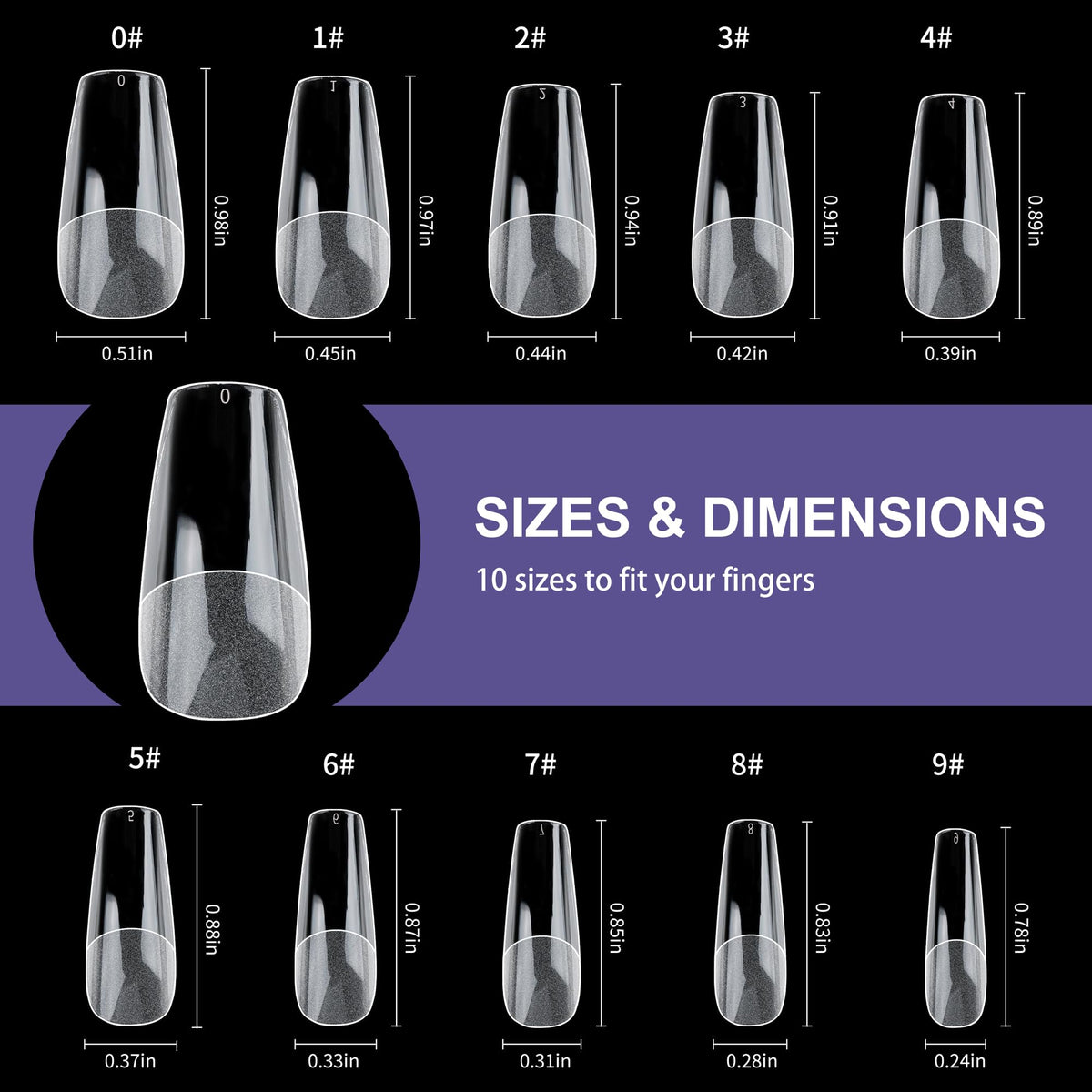 Half Matte Medium Coffin Fake Nail Tips, Soft Gel Pre-Shaped Nail Tips, Full Cover False Nails with Clear Box for Nail Salons and DIY Nail Art, 600PCS/10 Sizes