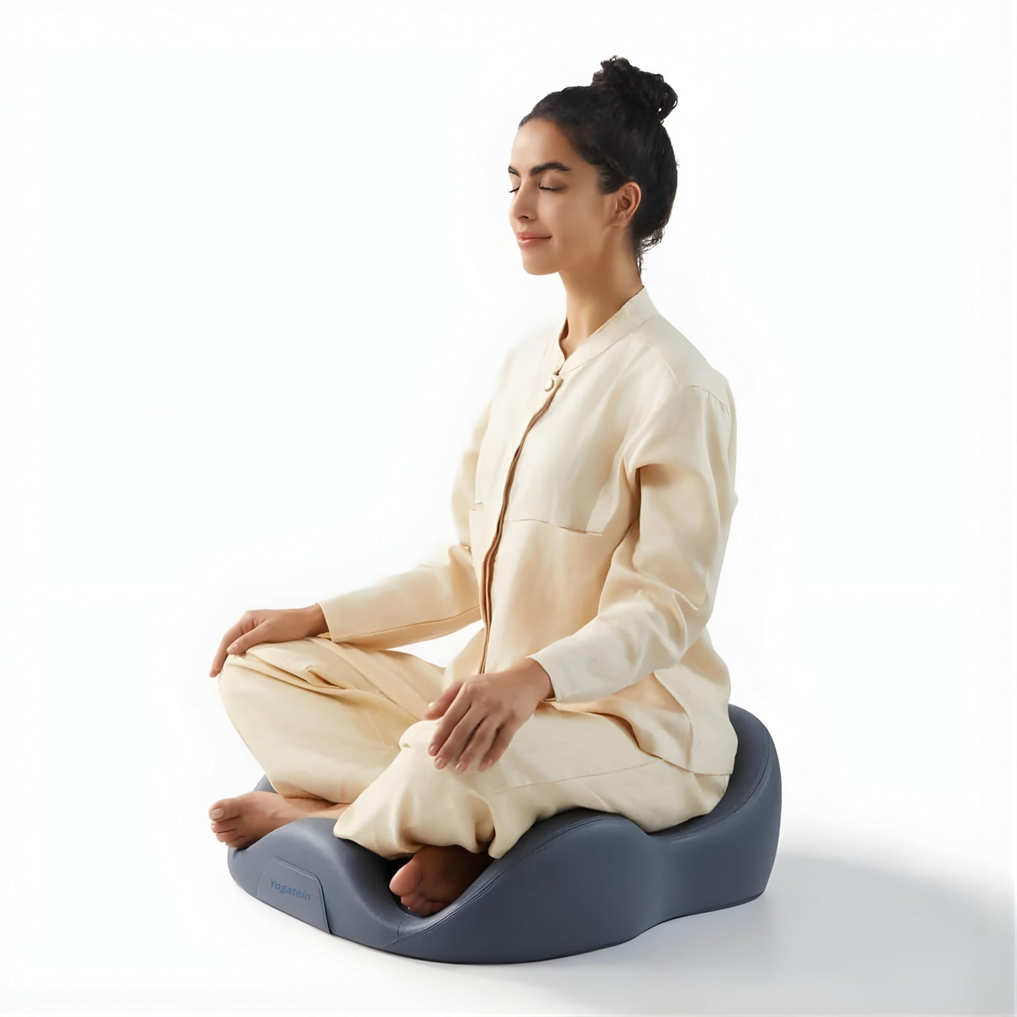 Ergonomic Zen Mind Meditation Cushion, Memory Foam, Portable Design with Handle, Pressure Dispersing Support for Meditation, Mindfulness & Posture Alignment (Blue, Large)