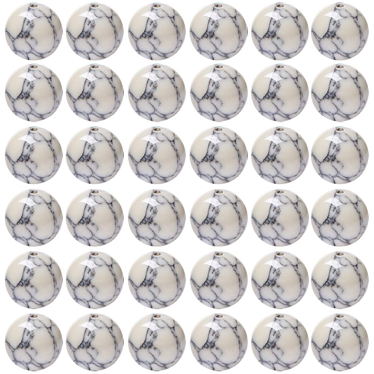 Natural Stone Beads 100pcs 8mm White Howlite Round Genuine Real Stone Beading Loose Gemstone Hole Size 1mm DIY Charm Smooth Beads for Bracelet Necklace Earrings Jewelry Making (White Howlite, 8mm)