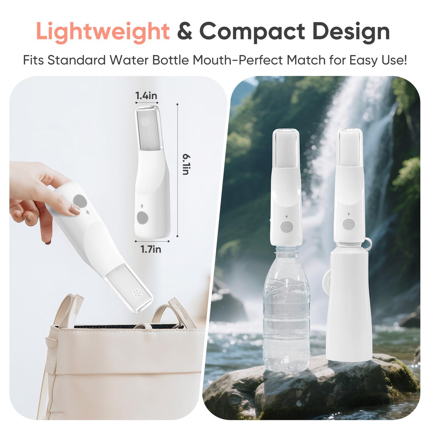 POCALAND Portable Travel Bidet & 8 PCS Disposable Urine Bag, for Women/Men Baby Cleaning, IPX7 Waterproof High Pressure Rechargeable Electric Handheld Bidet for Camping, Traffic Jams (White)