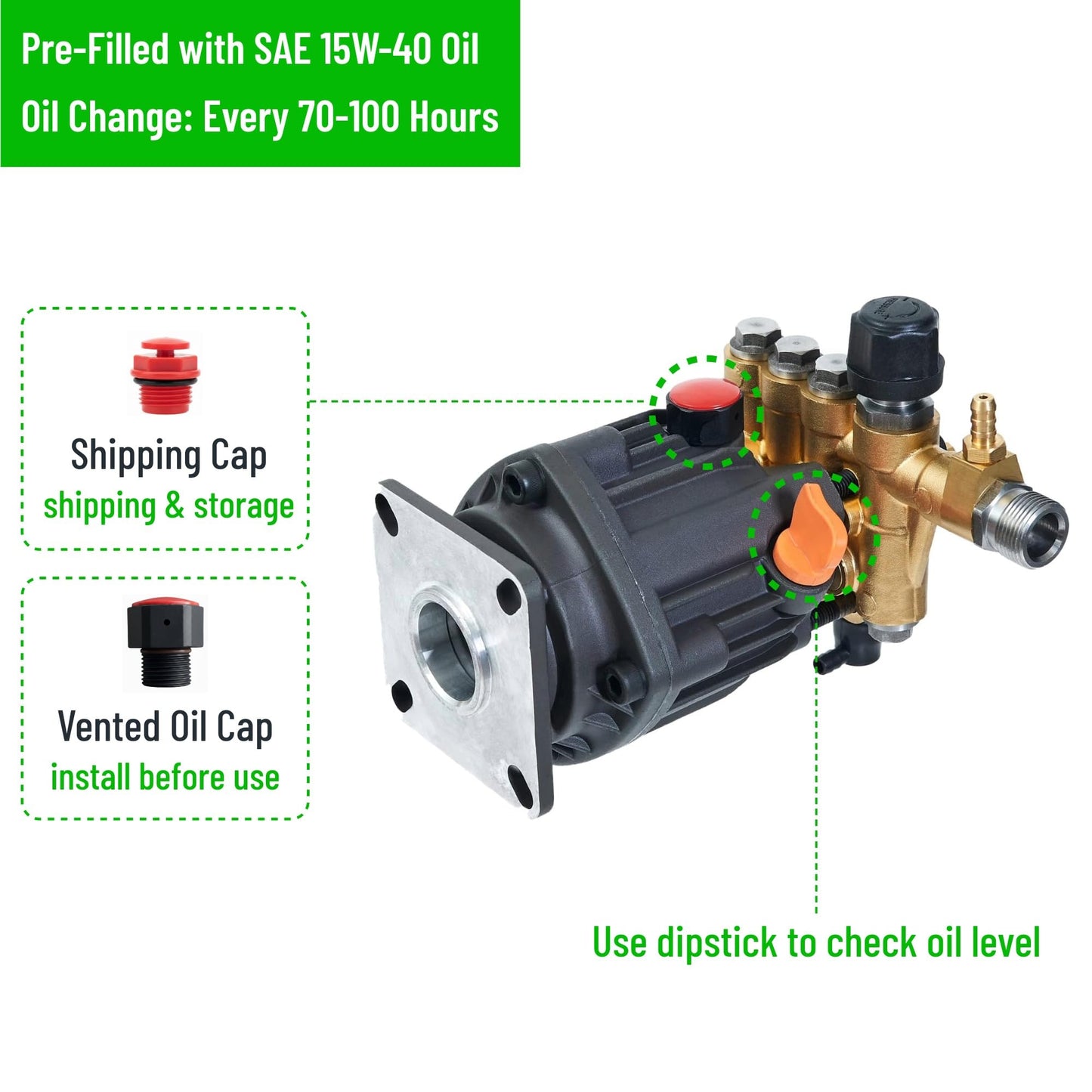 Canpump CH 2830 G: 2800 psi @ 3 US gpm Pressure Washer Replacement Pump, 3/4-inch Horizontal Gas Shaft