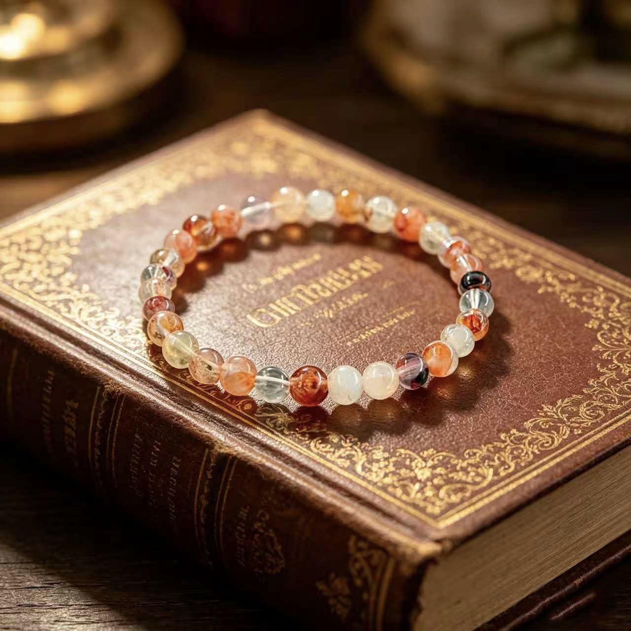 Natural Red Bloodstone Crystal Beaded Bracelet, Unisex Fire Quartz Healing Stretch Bracelet Red Agate Crystal Bracelet, Blessing and Healing, Sacor Good Luck