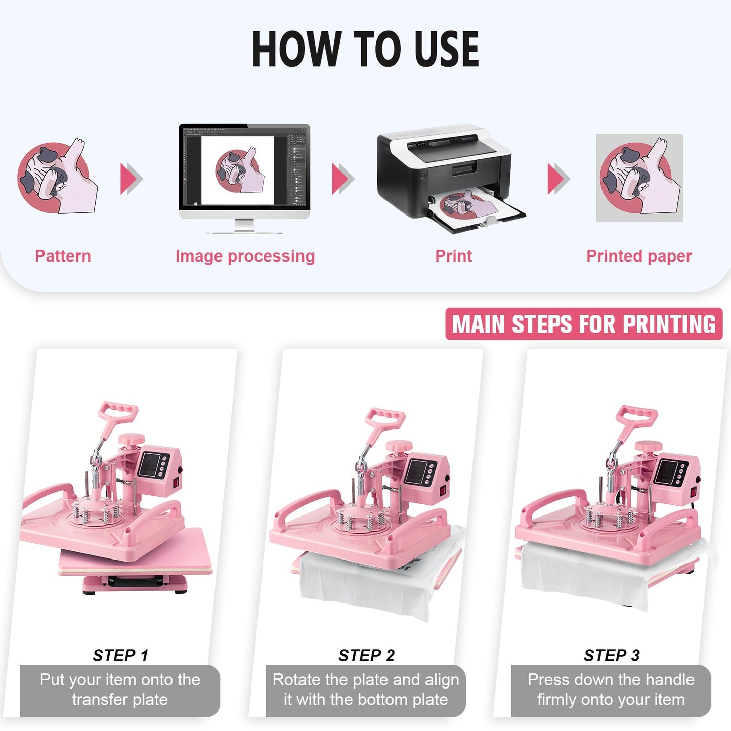 Hitgrand Heat Press Machine 12x15 inch, Heat Press Machine for T-Shirts, 5 in 1 Heat Press with 30 OZ Tumbler Press, Combo Tumbler Heat Press Machines Sublimation for Hat Cap Mug Plate