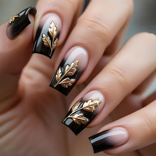 FIEONCIY Press on Nails Square Short Length Glossy Full Cover Acrylic Short Square Shaped False Nails with French Designs Artificial Fake Nails Glue Stick ons Fingernails for Women Girls(W2447)