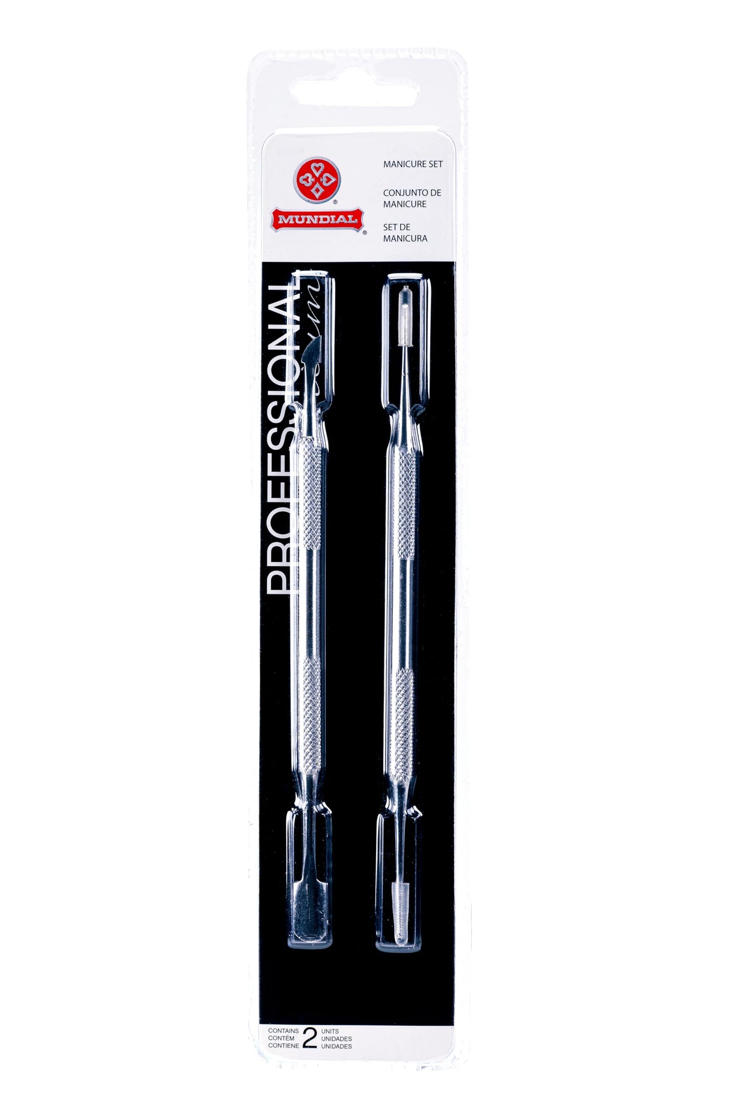 Mundial 2-Piece Cuticle Pusher and Manicure Pedicure Stick Set - Nail Care Tools for Perfect Cuticles and Quality Manicures