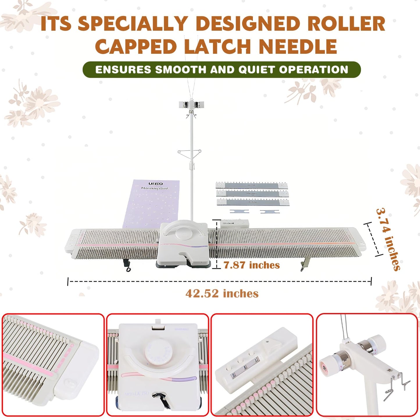 Knitting Machine, LK150 6.5mm Mid Gauge 150 Stitches Portable Plastic Domestic Smart Weaving Set with Accessories for Sock Hat Scarf, Hand Sweater Knitting Machine Kit for Kids