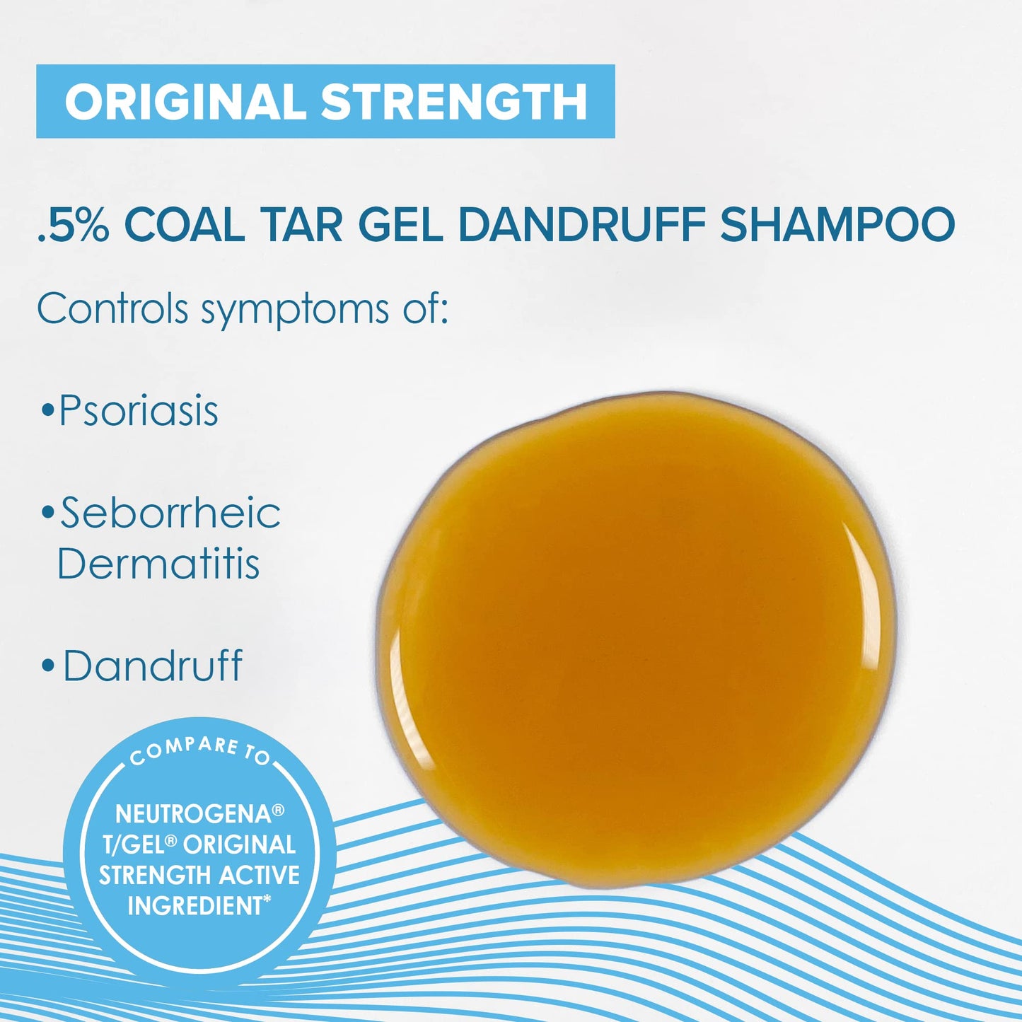 True+Real Coal Tar Therapeutic Plus Tar Gel Anti-Dandruff Shampoo Original Strength 0.5% Coal Tar, 16 Fl Oz, Pack of 2