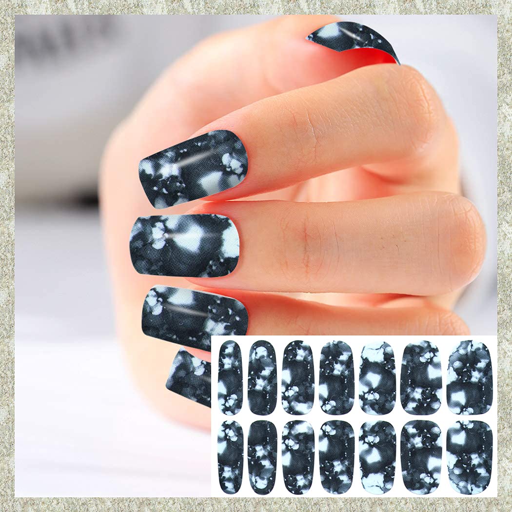 WOKOTO 20 Sheets Marble Peel and Stick Nail Polish Strips - Candy Color Gradient Full Marble Nail Polish Stickers Wraps for Women Girls with Nail File Stick On Nail Strips