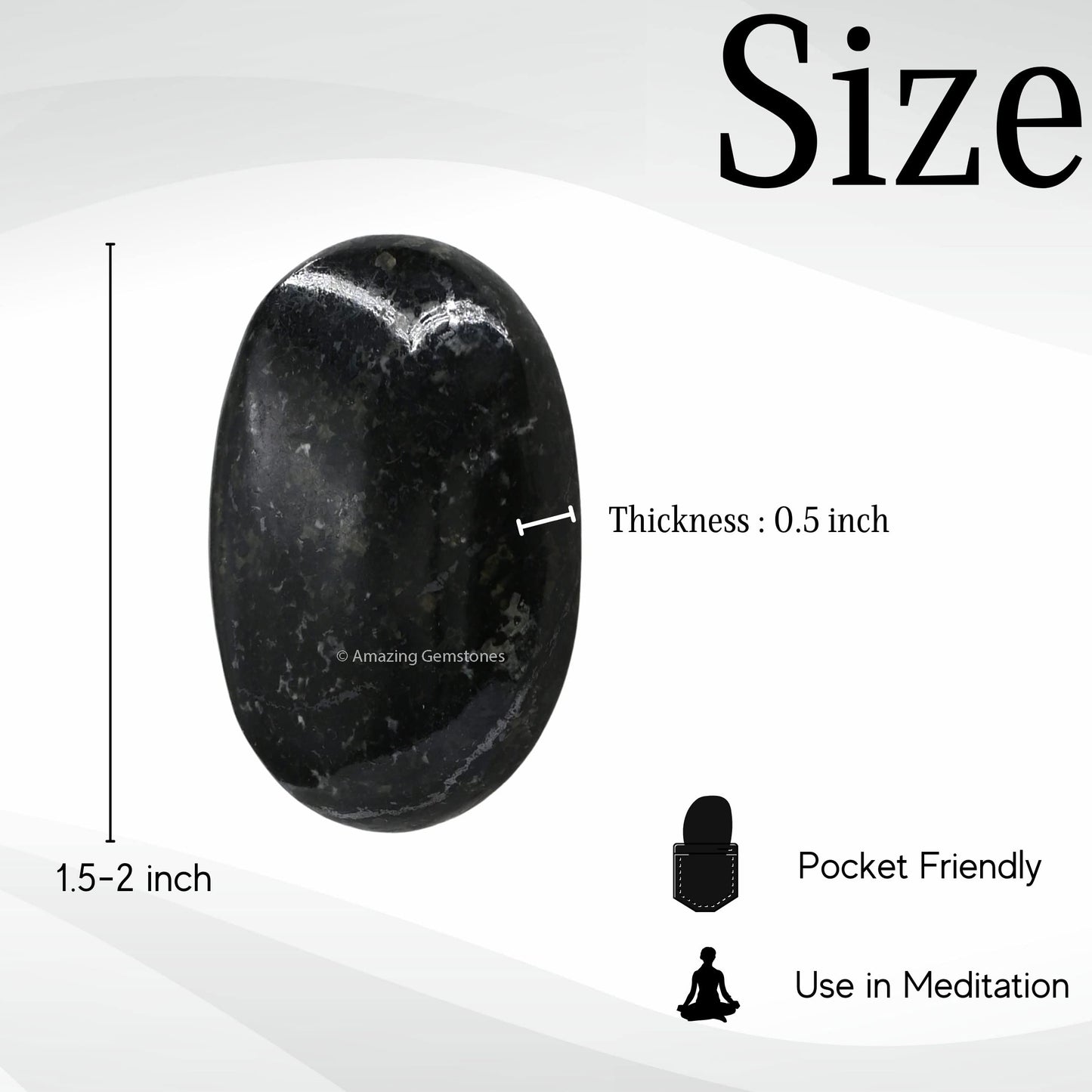 Amazing Gemstone Nuummite Crystals and Healing Stones - Large Palm Stone Crystals Piedra - Crystal for Good Luck, Balanced Positive Energy, Meditation - Unique Stocking Stuffers, Gifts for Women