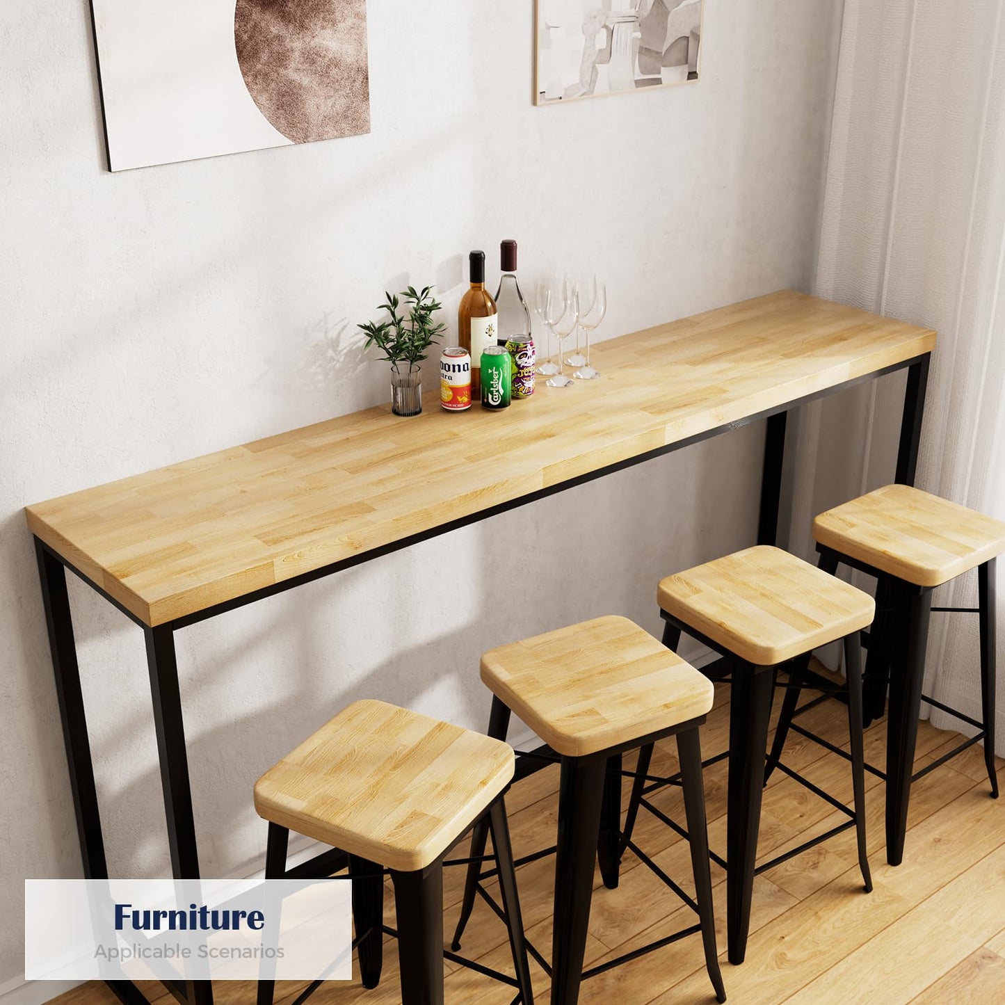 Solid Wood Butcher Block Countertop - Unfinished Birch Slab Counter Top Wooden Table Top for DIY Kitchen Island, Workbench, Washer Dryer, Coffee Bar Table, 72"x25"x1.5", 6FT
