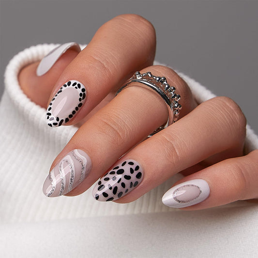 CurvLife Press On Nails Medium – 30Pcs Soft Gel Almond Fake Nails, Nude Neutral Design, Reusable Glue On Nails Kit with Adhesive Tabs, Natural Fit, Salon-Quality for Women & Girls