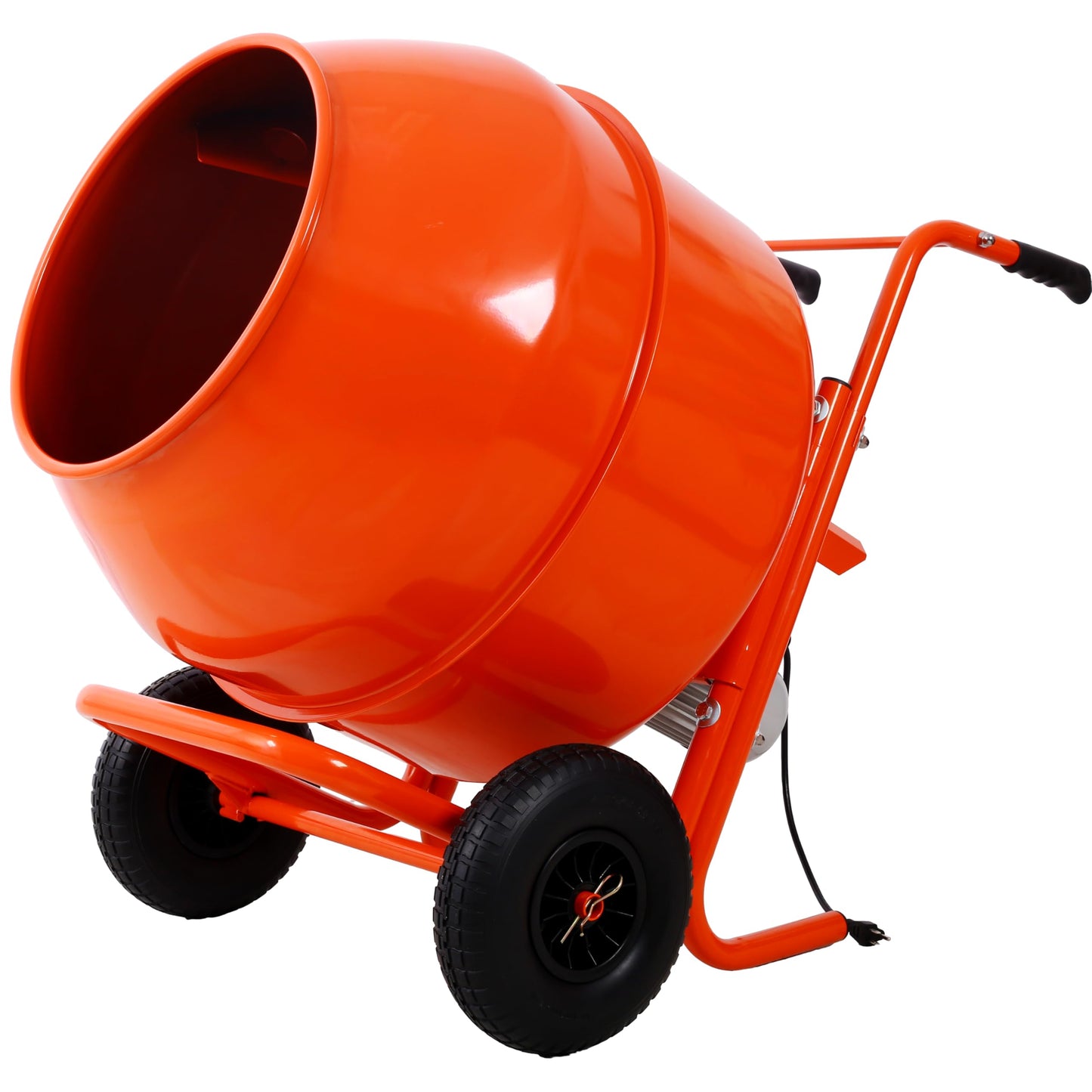 Cement Mixer 8 Cu.Ft. 224L Portable Electric Poly Drum Concrete Mixer, Heavy Duty Power Cement Mixing Machine for Mortar, Stucco and Fodder - 115V-60HZ, Orange