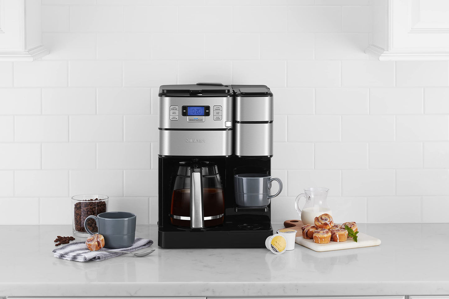 Cuisinart Coffee Center Grind and Brew Plus, Built-in Coffee Grinder, Coffeemaker and Single-Serve Brewer with 6oz, 8oz and 10oz Serving Size, Black/Silver, SS-GB1NAS